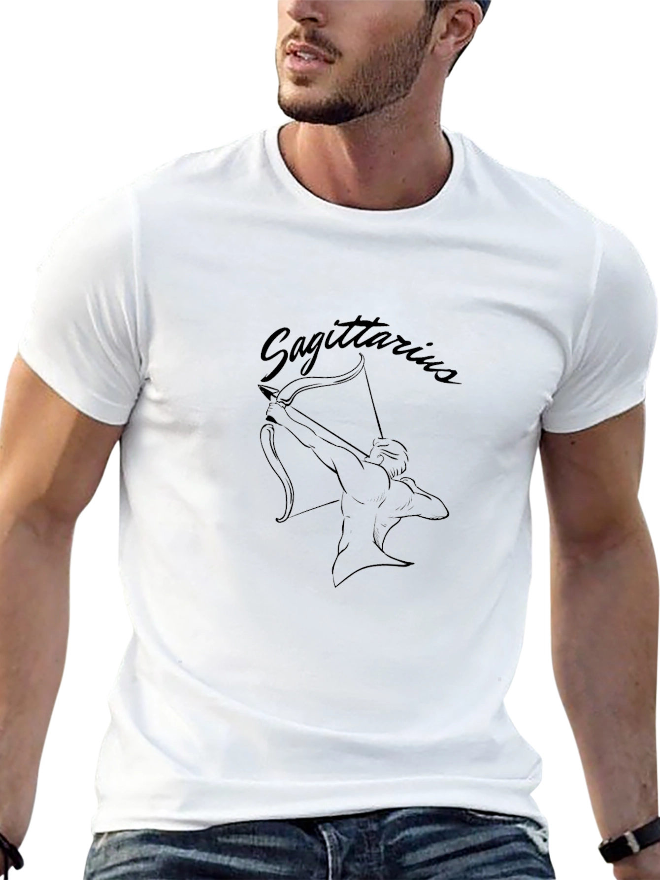 Sagittarius Zodiac Black T-Shirt - Archery Design