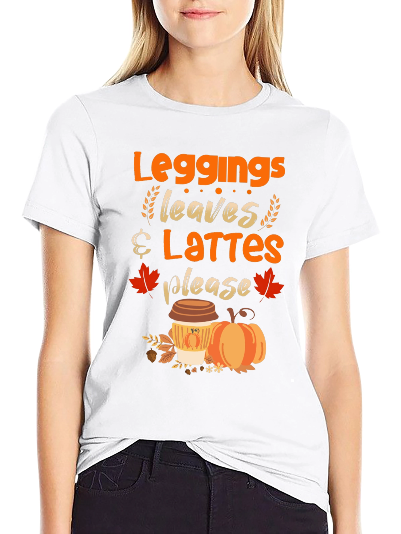 Leggings Leaves Lattes Please T-Shirt