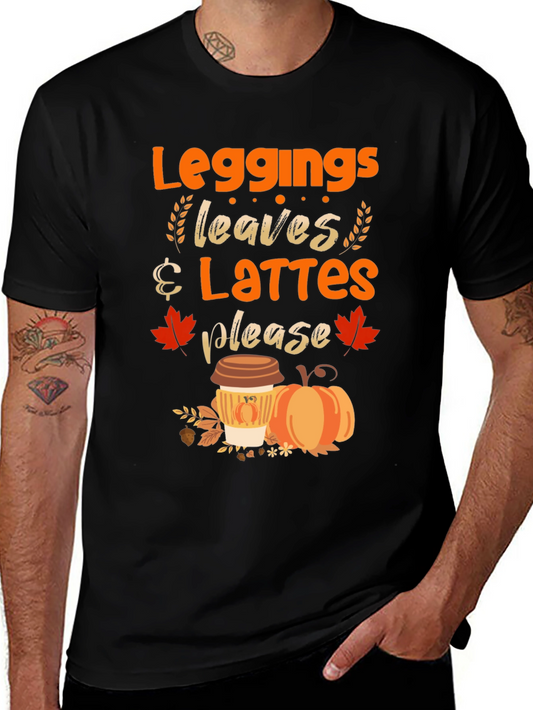 Leggings Leaves Lattes Please T-Shirt