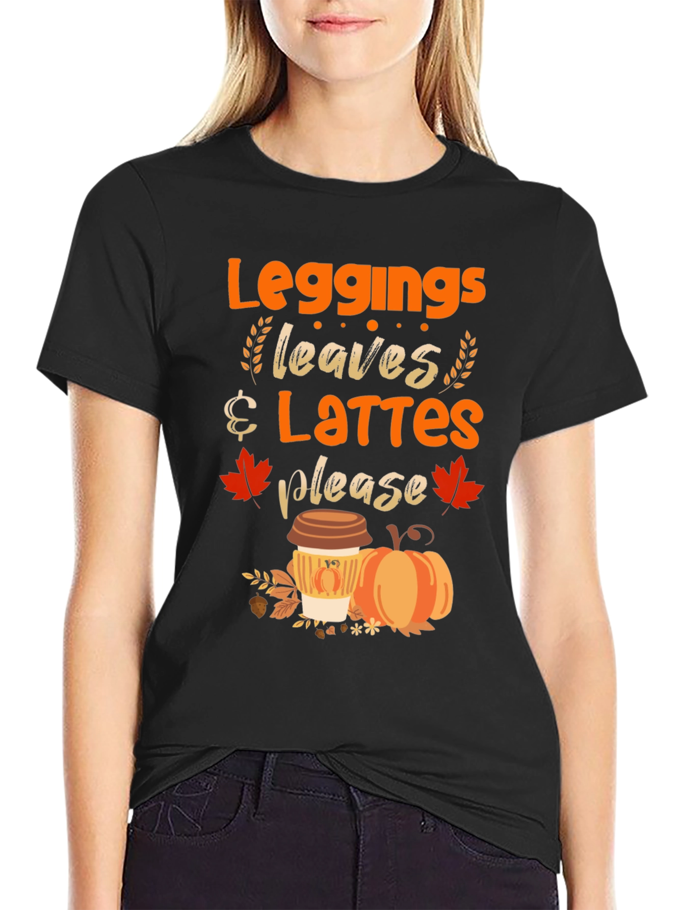 Leggings Leaves Lattes Please T-Shirt