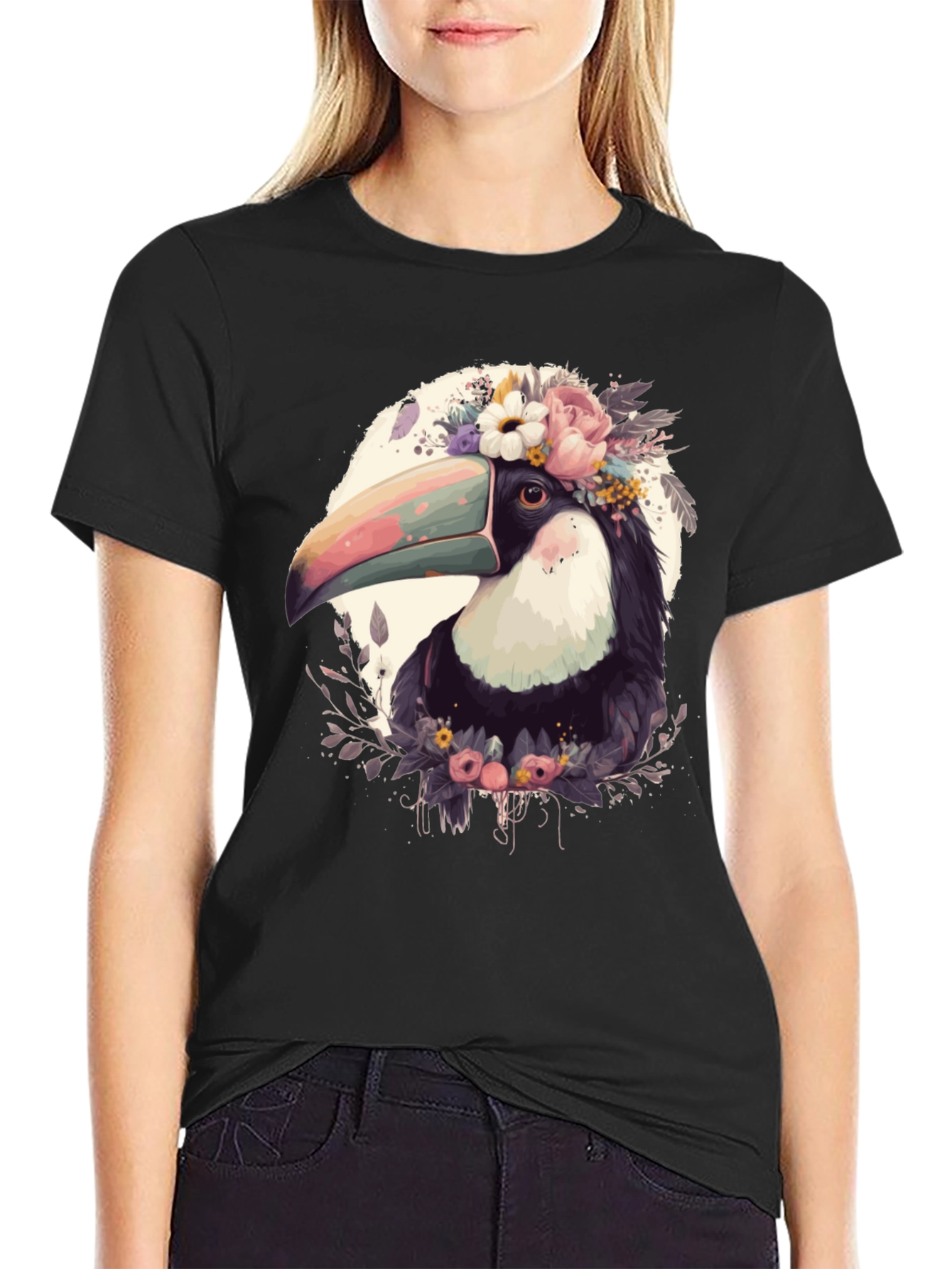 Floral Toucan Graphic Tee - Stylish Unisex Shirt