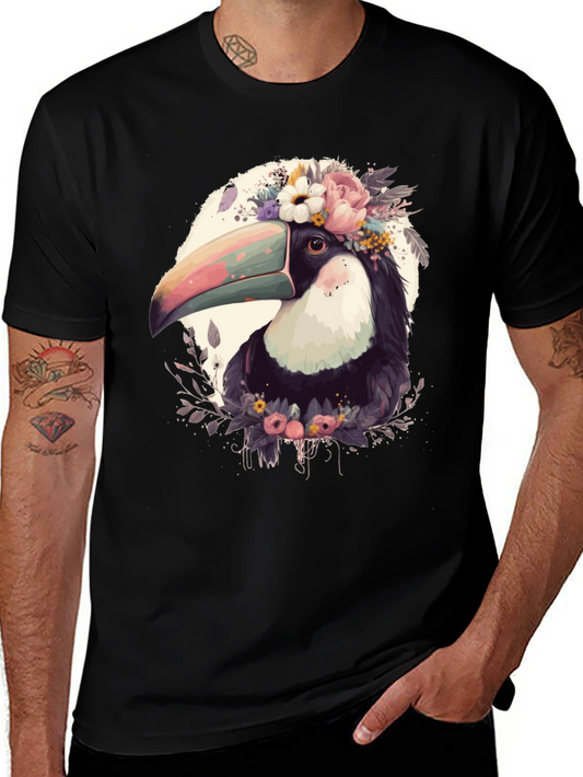 Floral Toucan Graphic Tee - Stylish Unisex Shirt