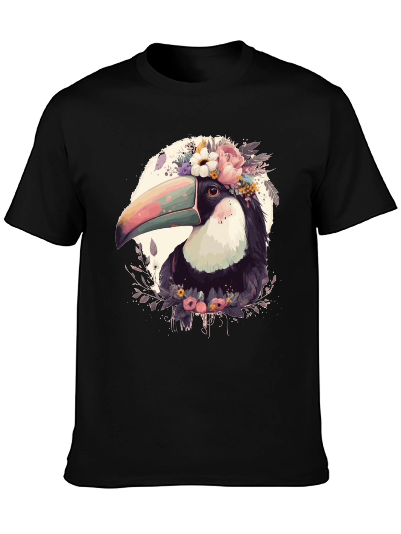 Floral Toucan Graphic Tee - Stylish Unisex Shirt