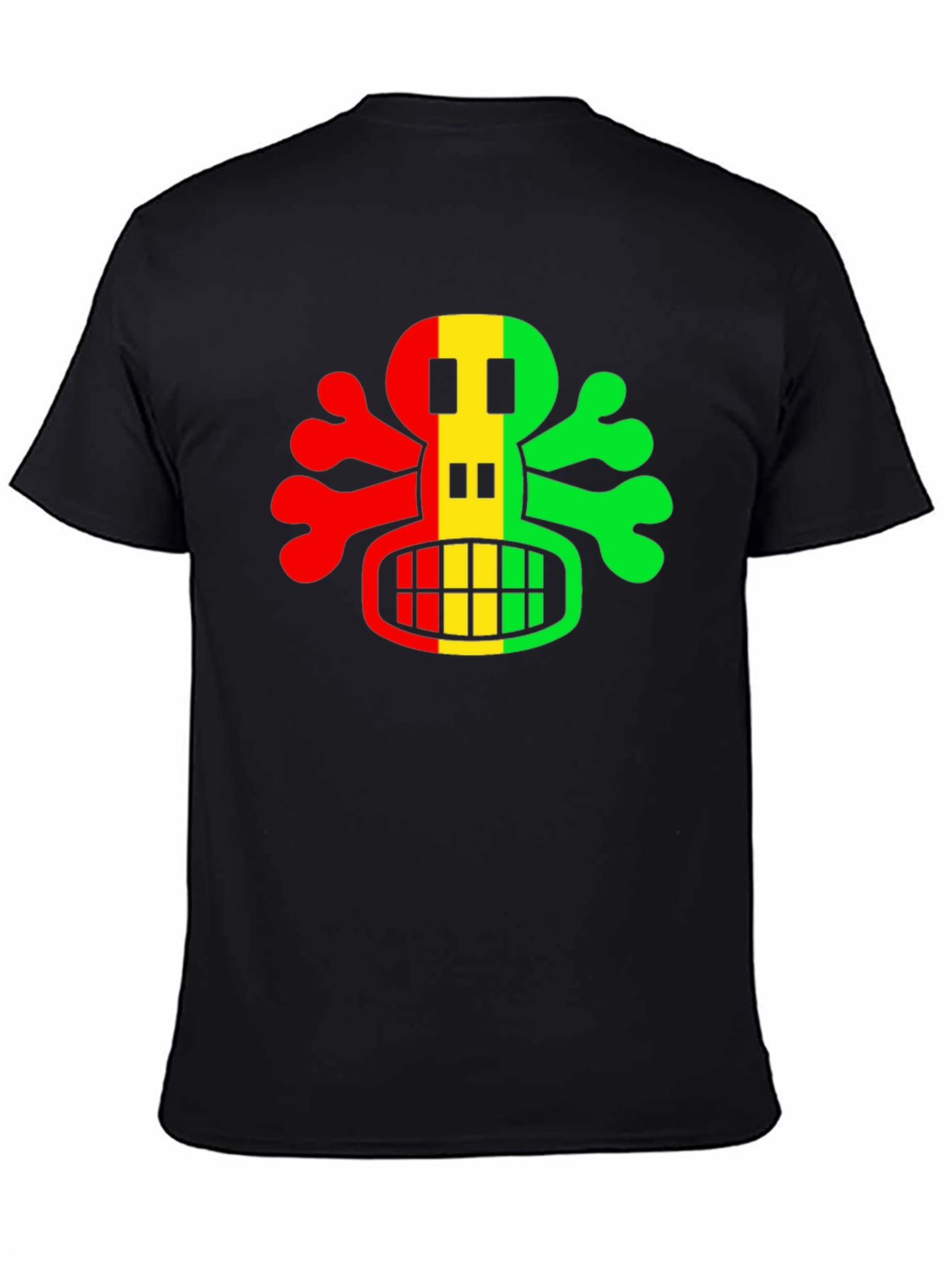 Rasta Skull Graphic Tee - Black Cotton T-Shirt