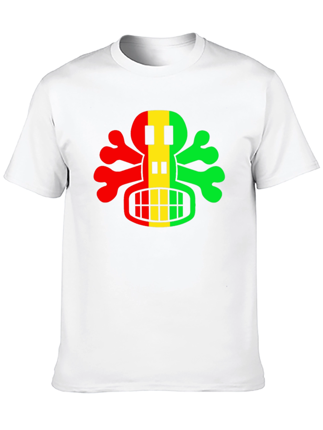 Rasta Skull Graphic Tee - Black Cotton T-Shirt