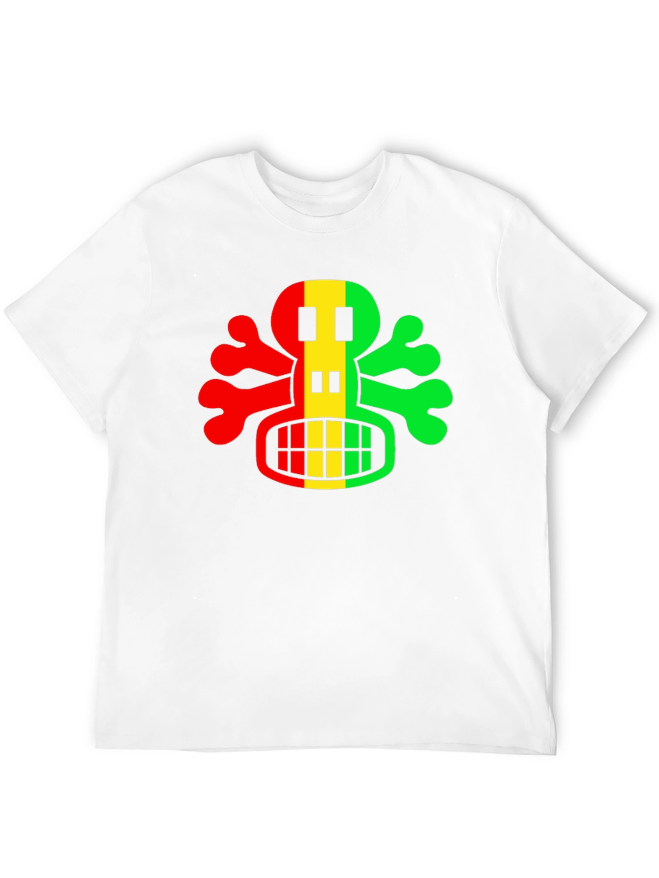 Rasta Skull Graphic Tee - Black Cotton T-Shirt