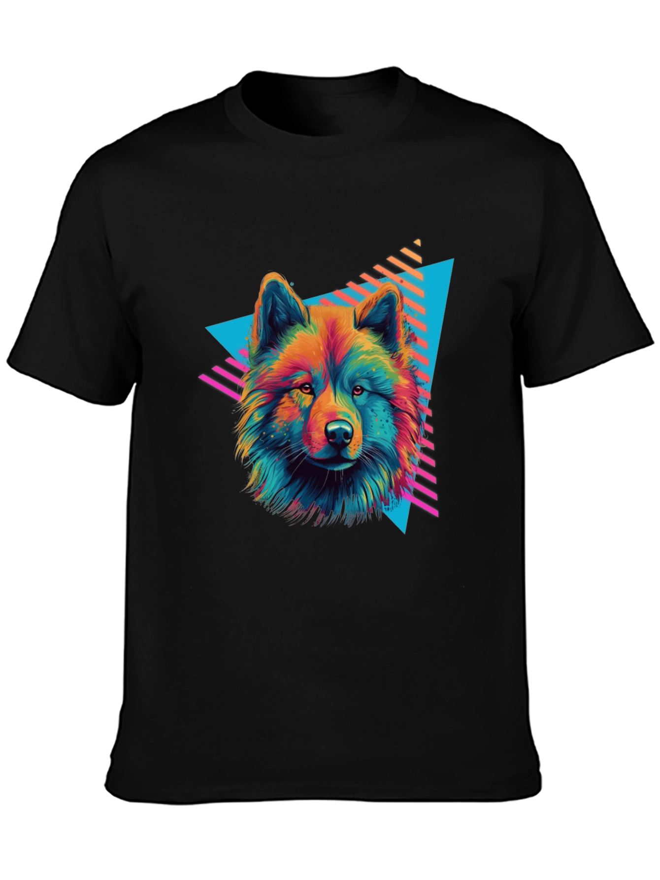 Neon Wolf Graphic Tee - Retro Style