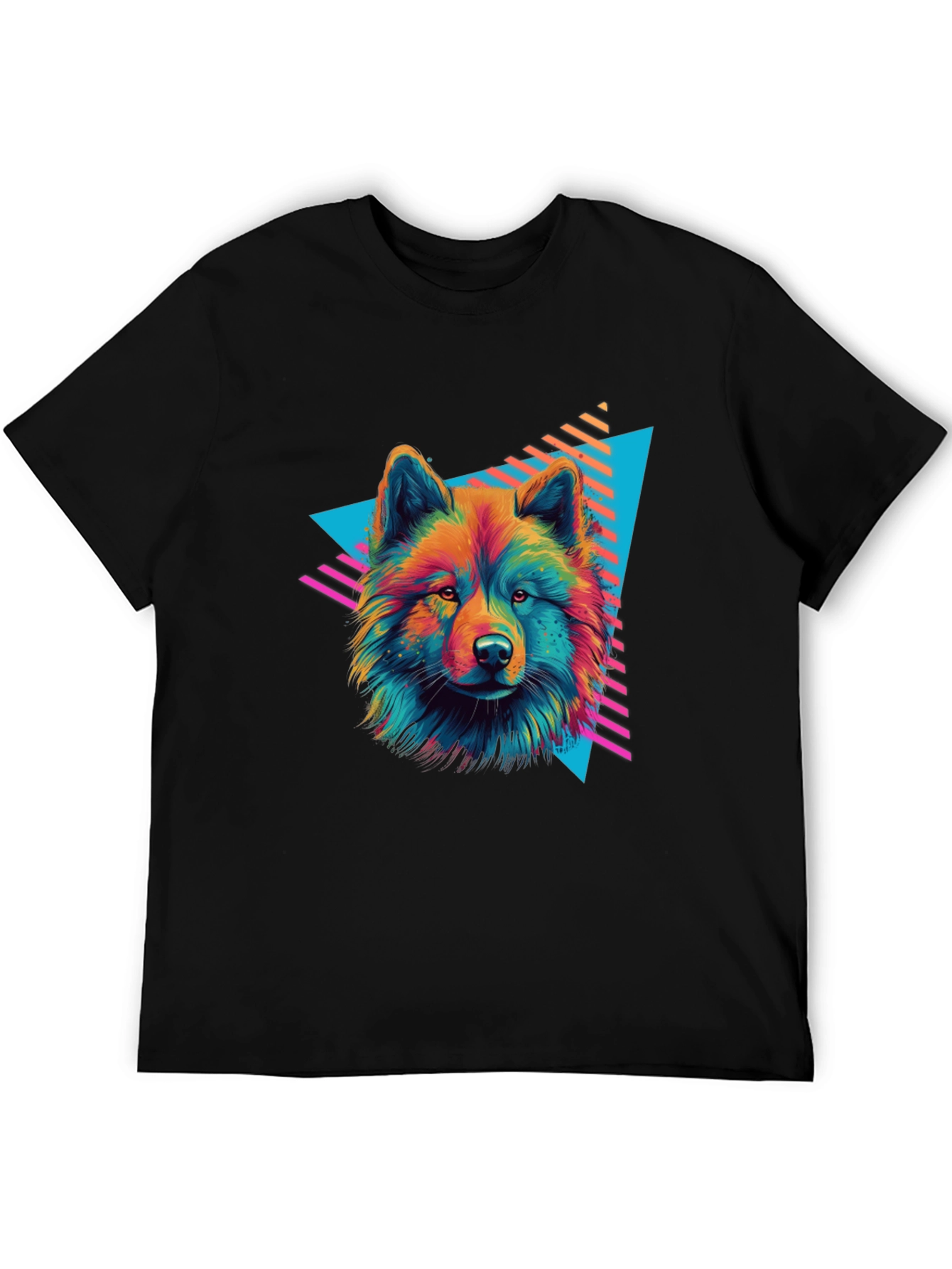 Neon Wolf Graphic Tee - Retro Style