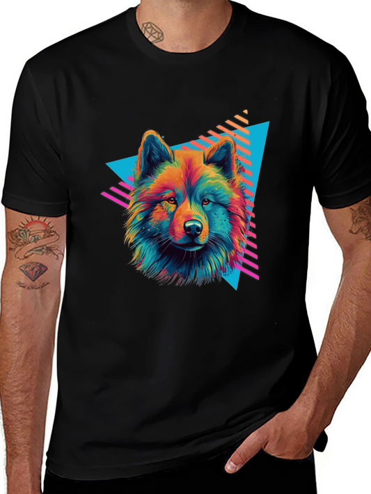 Neon Wolf Graphic Tee - Retro Style