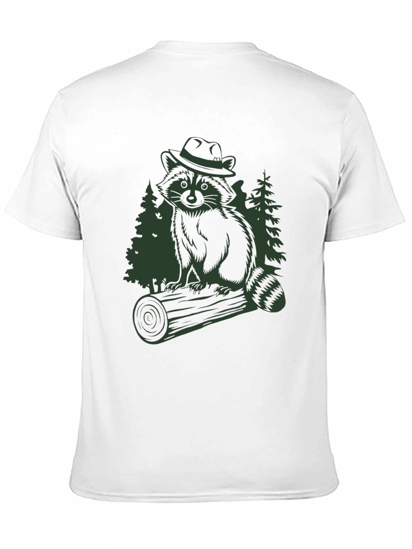 Raccoon in Hat Graphic T-Shirt - Black