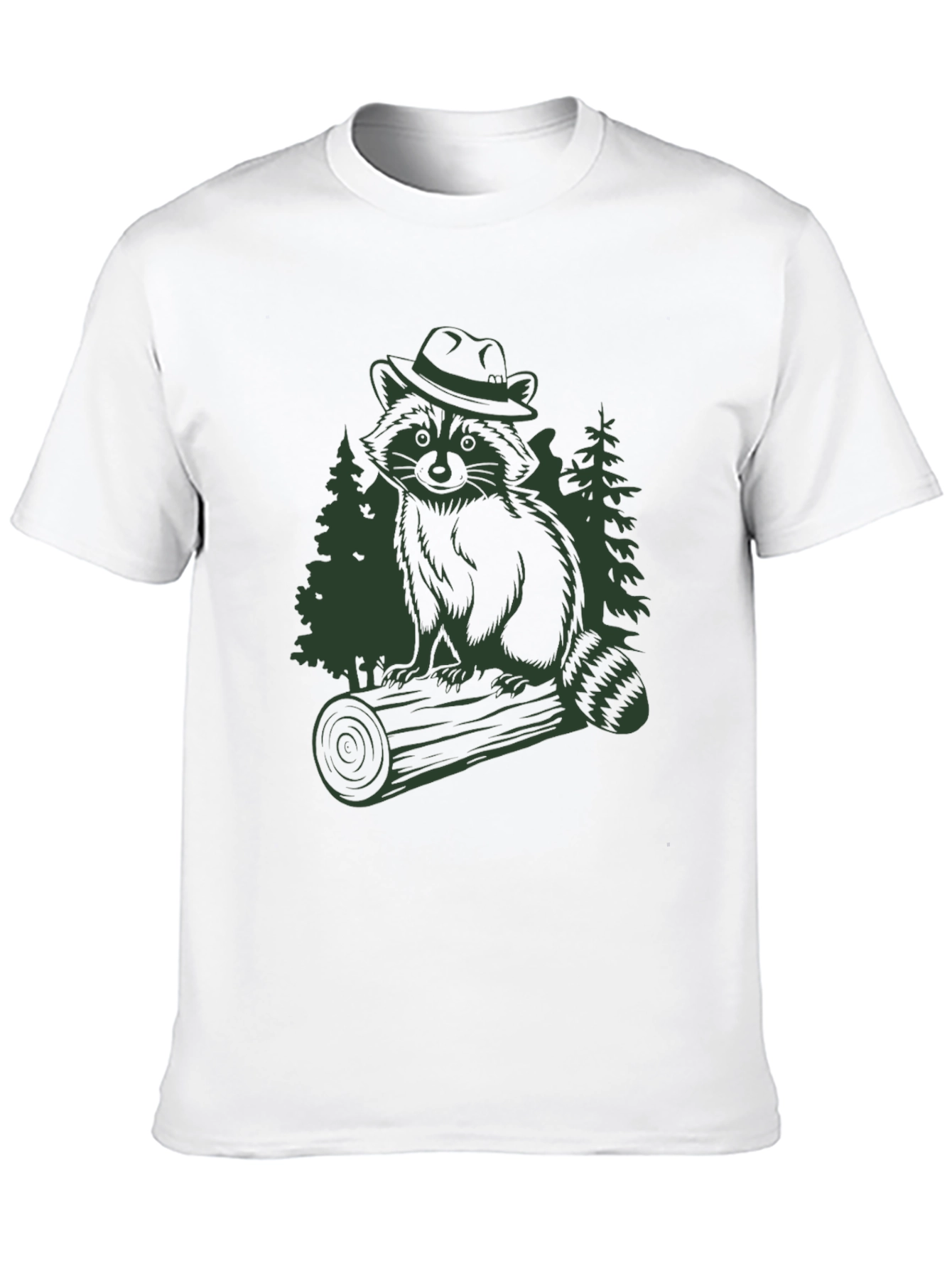 Raccoon in Hat Graphic T-Shirt - Black