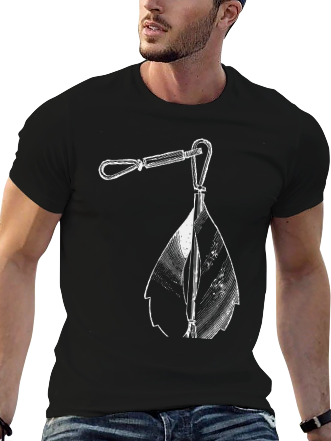 Black T-Shirt with Unique Hardware Graphic