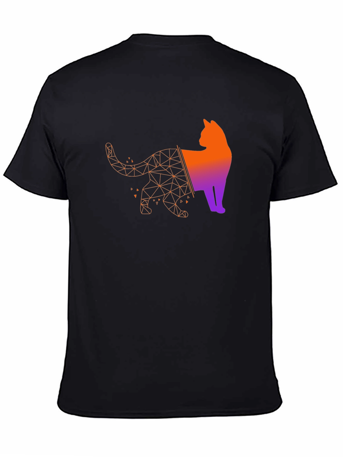 Geometric Cat Graphic Tee - Modern Artistic Style