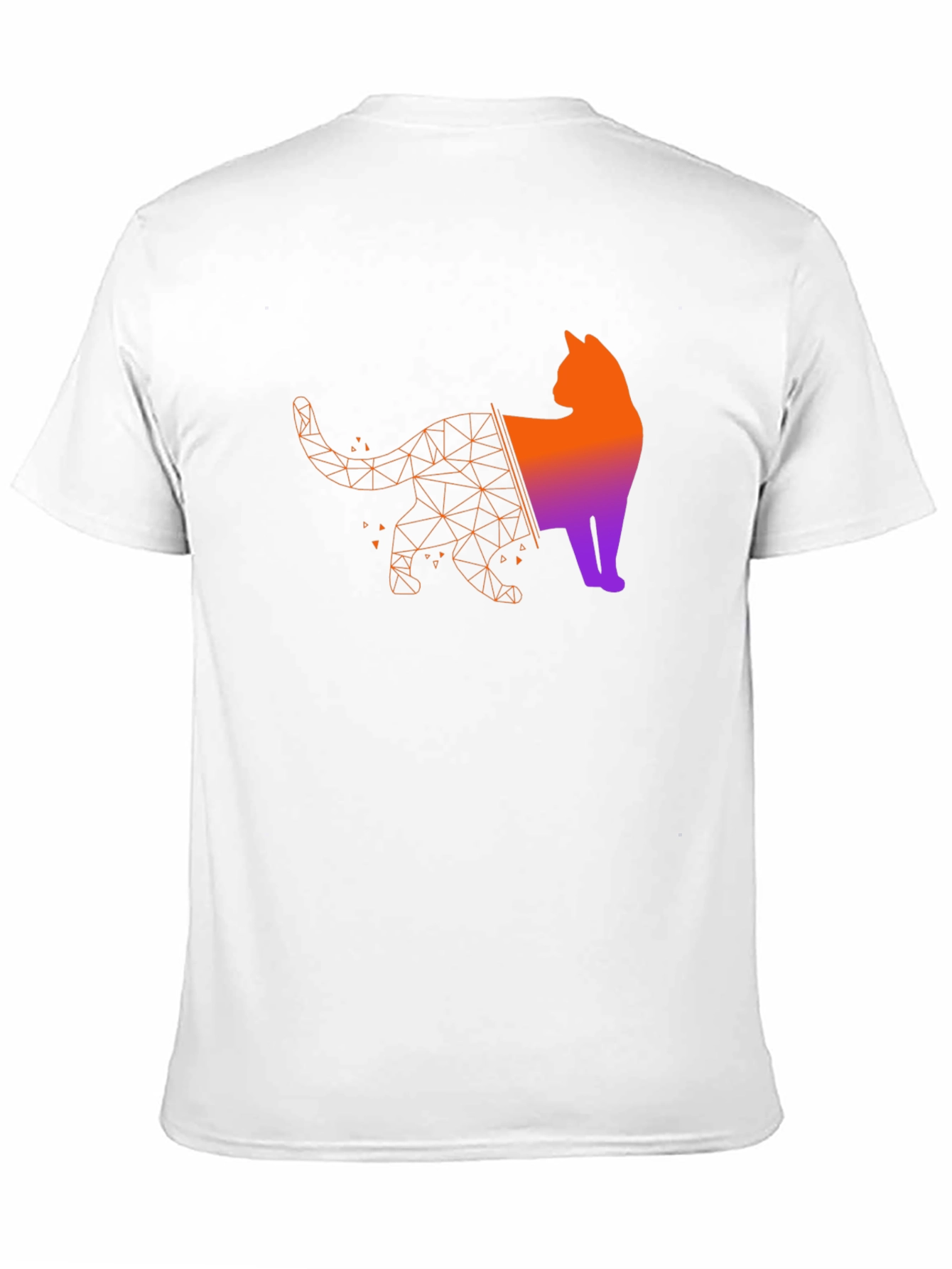 Geometric Cat Graphic Tee - Modern Artistic Style