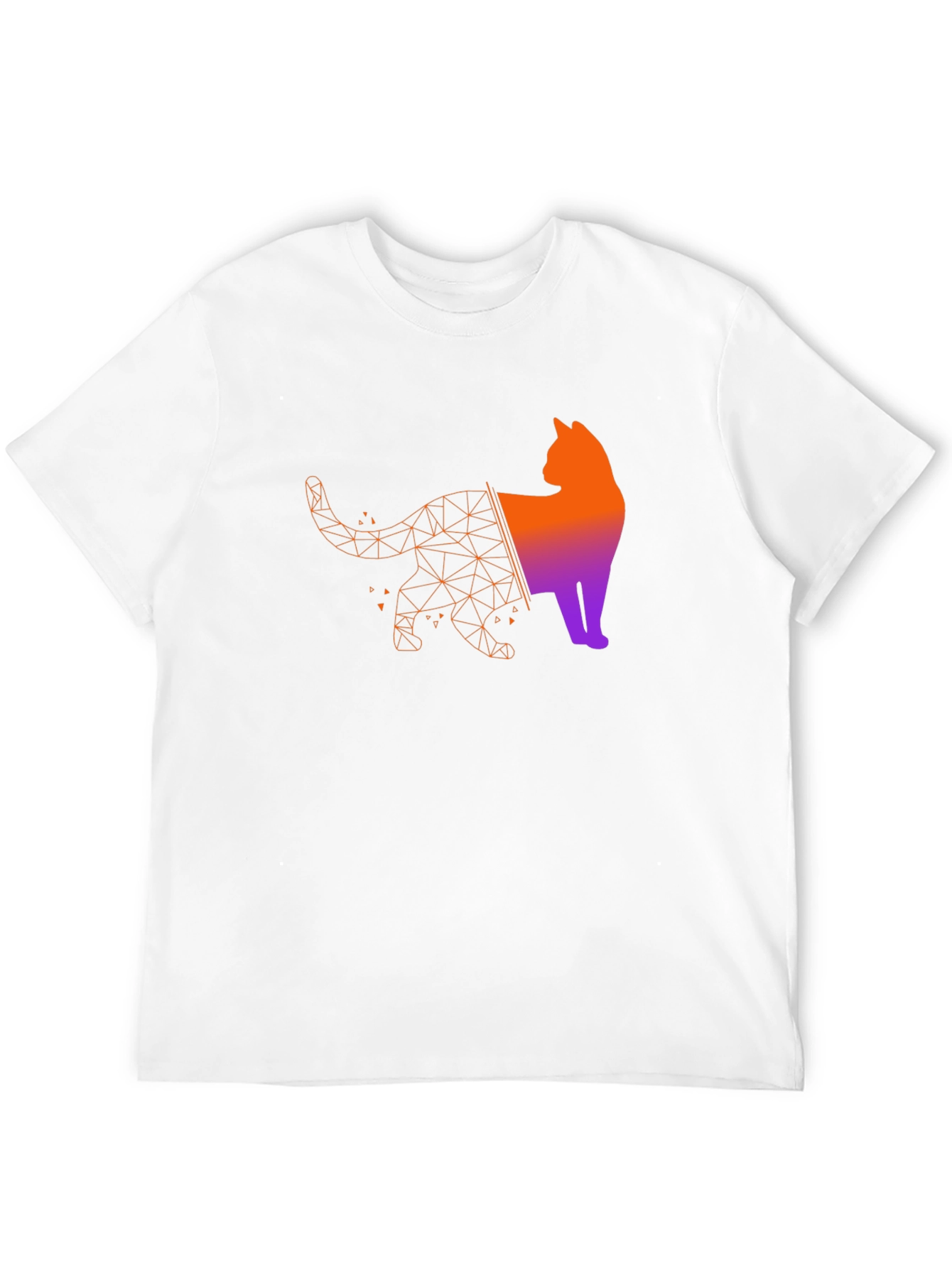 Geometric Cat Graphic Tee - Modern Artistic Style