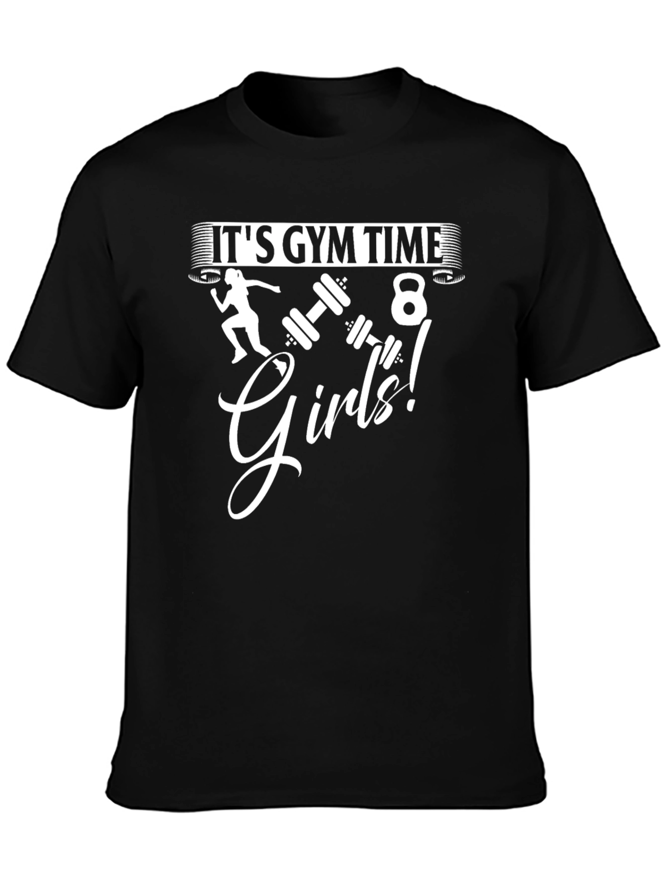 Its Gym Time Girls! Black Graphic T-Shirt