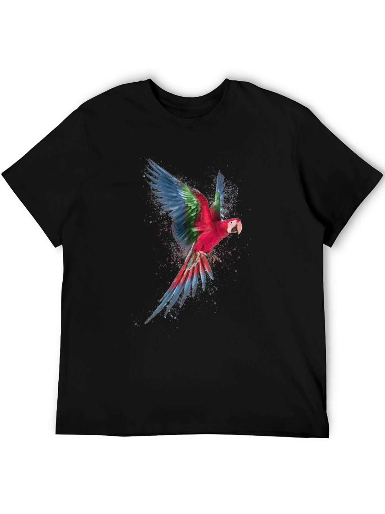 Mens Black Parrot Graphic Tee