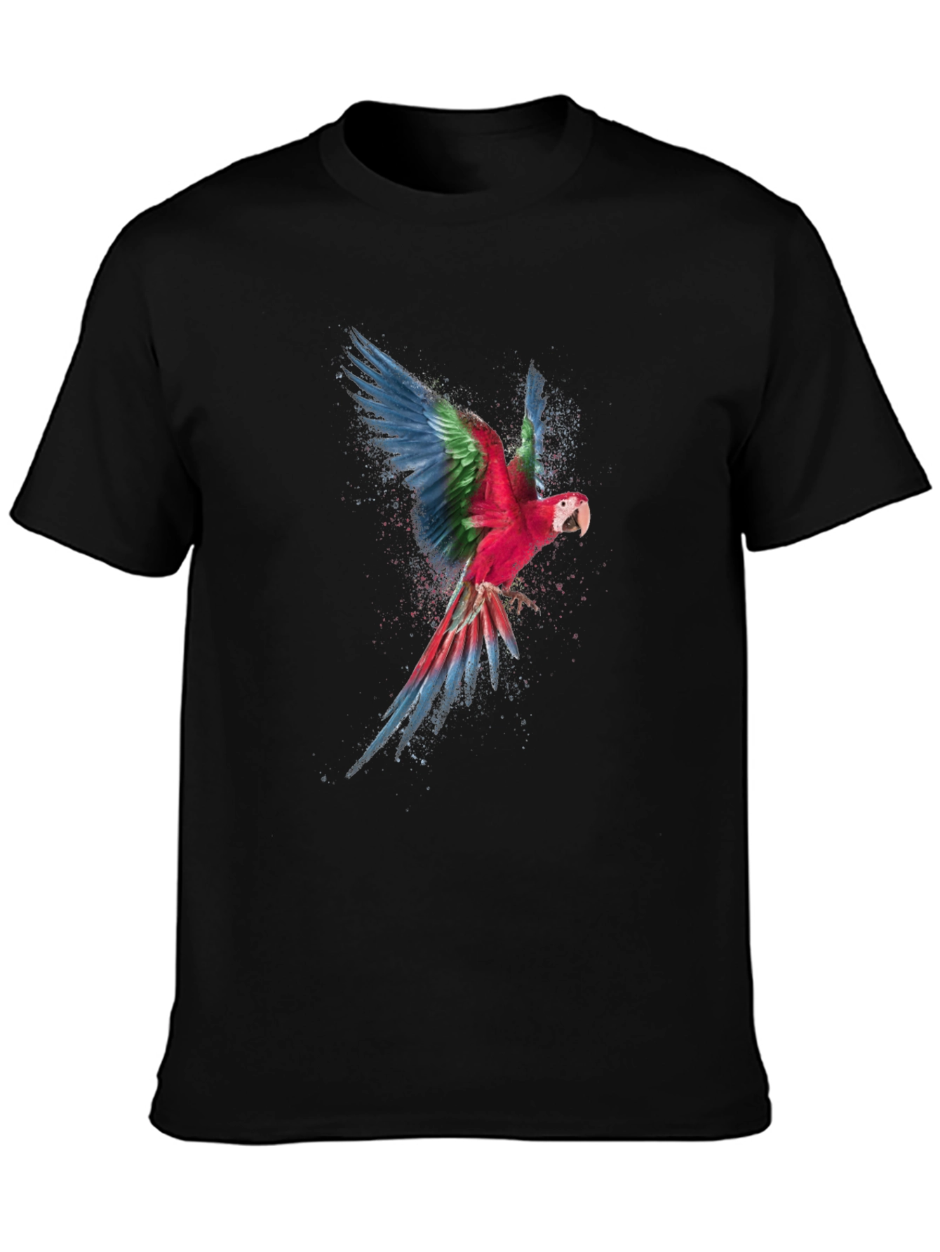 Mens Black Parrot Graphic Tee