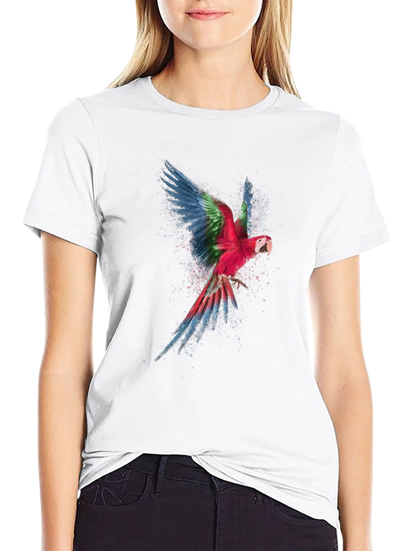 Mens Black Parrot Graphic Tee