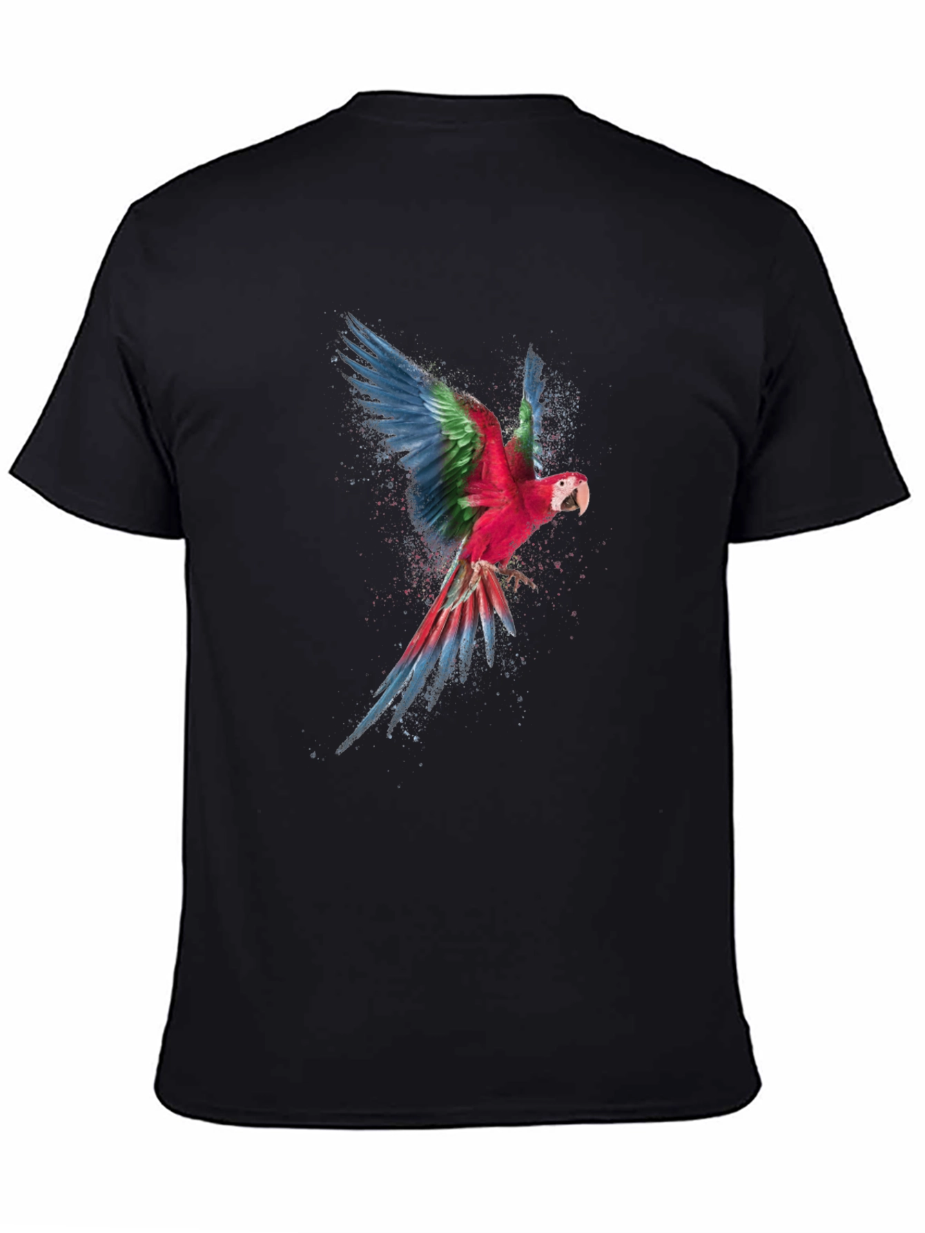 Mens Black Parrot Graphic Tee