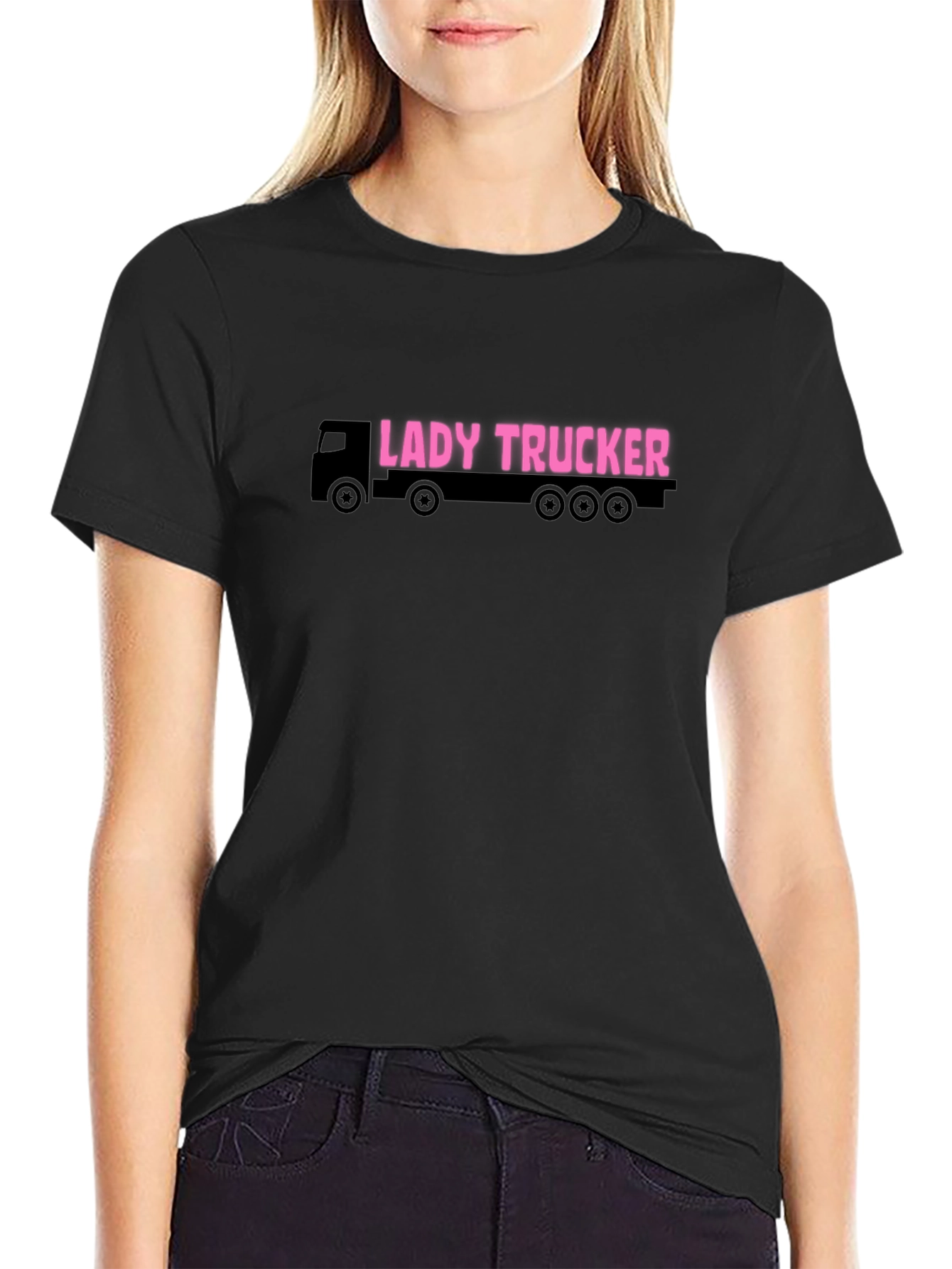 Lady Trucker Graphic Tee - Black