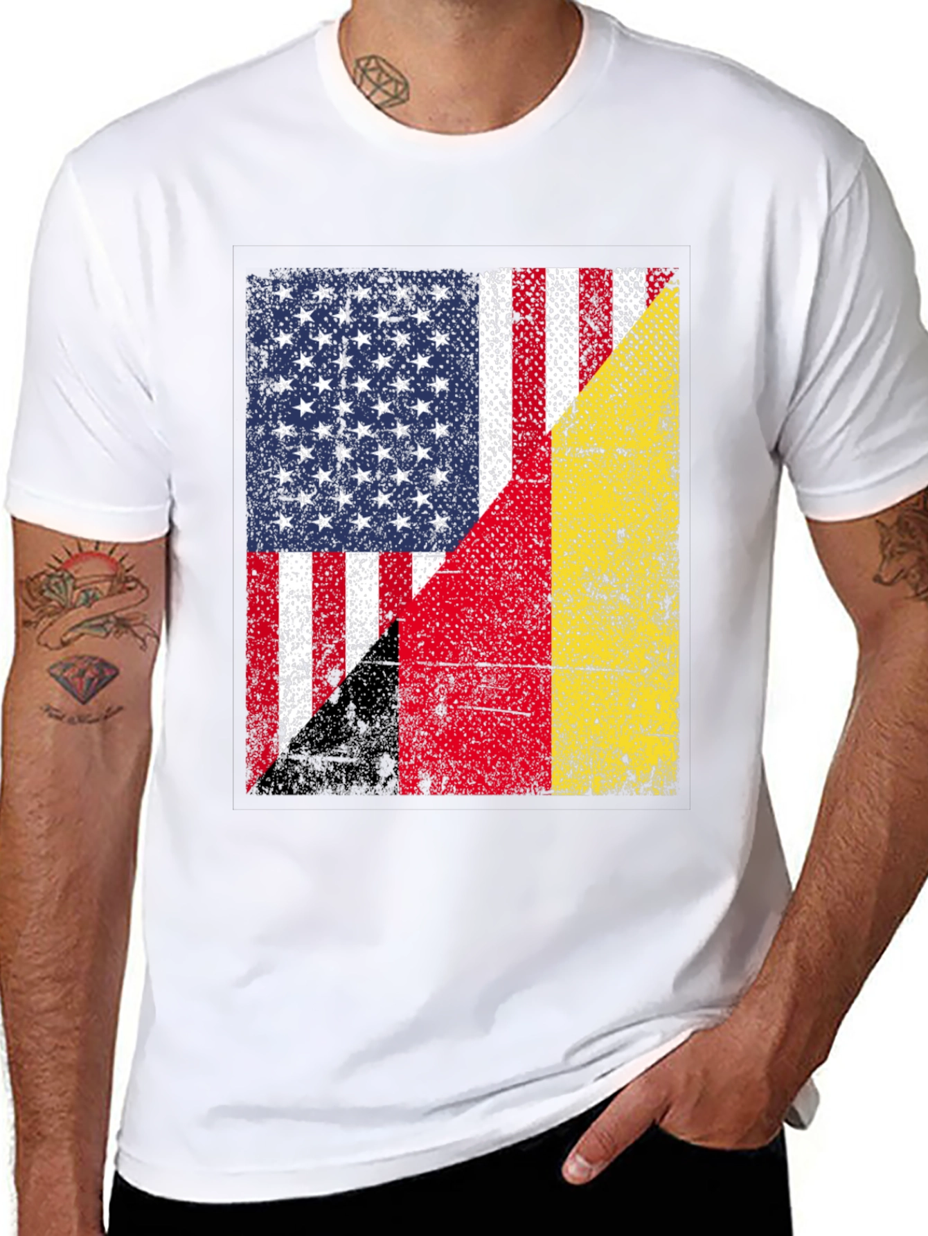 USA & Germany Flag T-Shirt Patriotic Graphic Tee