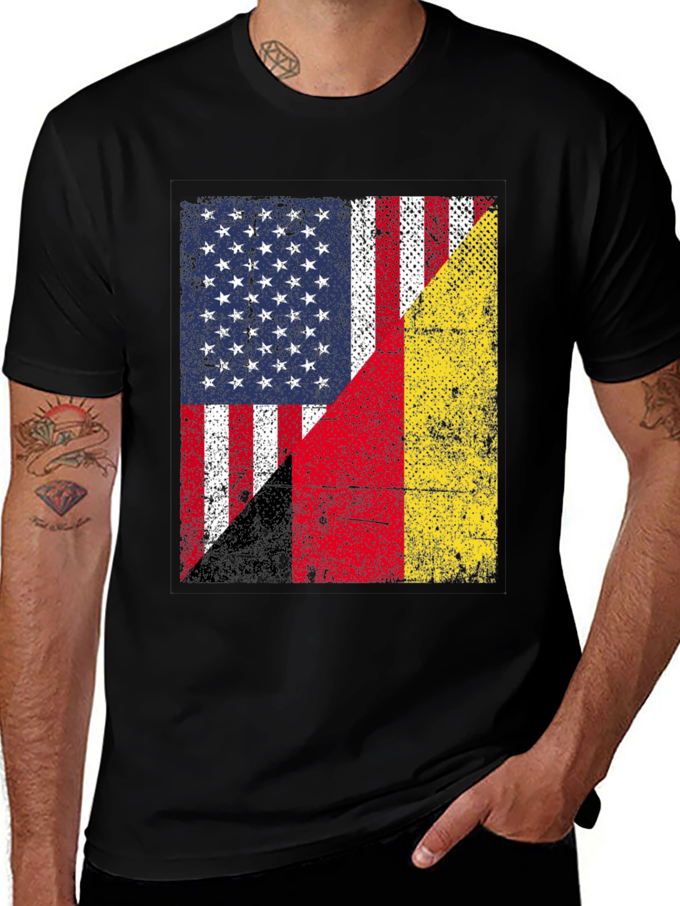 USA & Germany Flag T-Shirt Patriotic Graphic Tee
