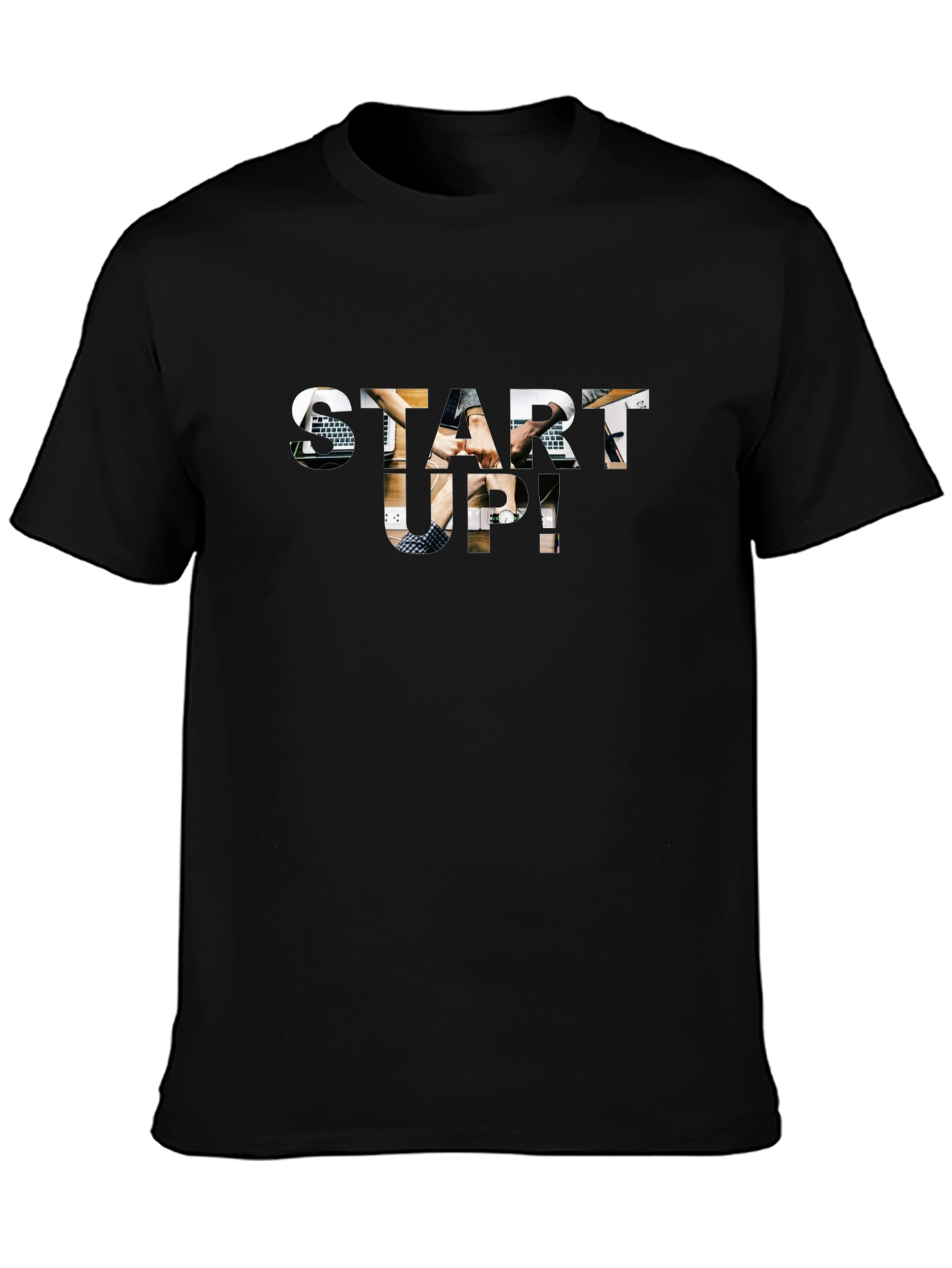 Start-Up Graphic Print Black Cotton T-Shirt