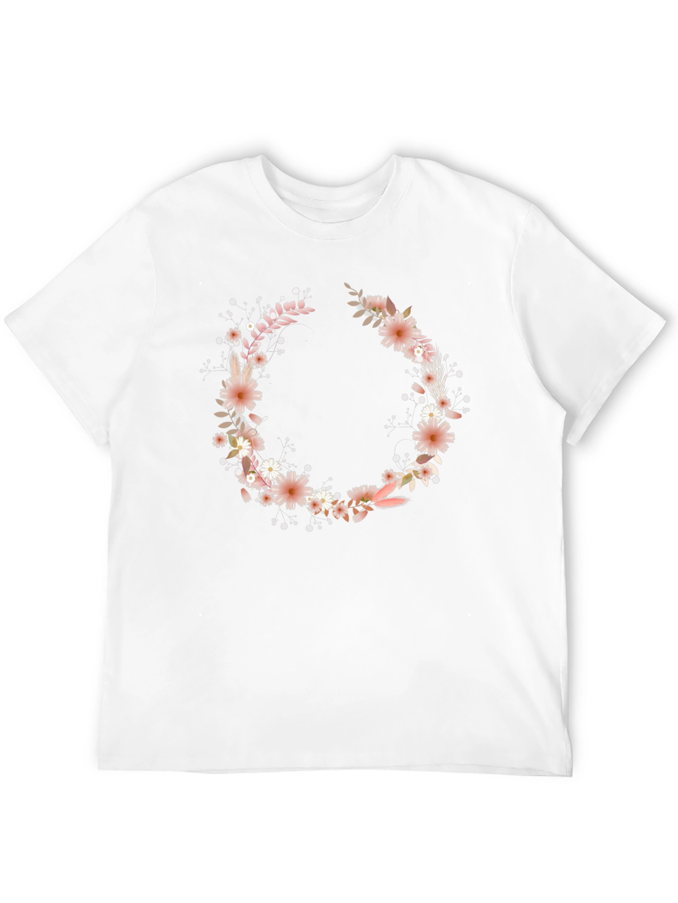 Floral Wreath Graphic Black T-Shirt