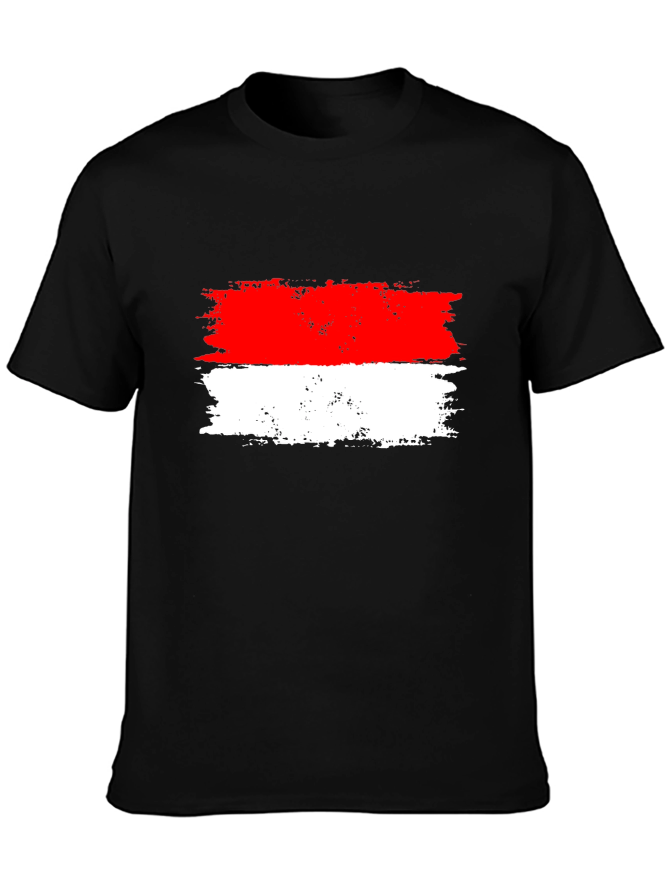 Distressed Indonesian Flag Graphic Tee - Black