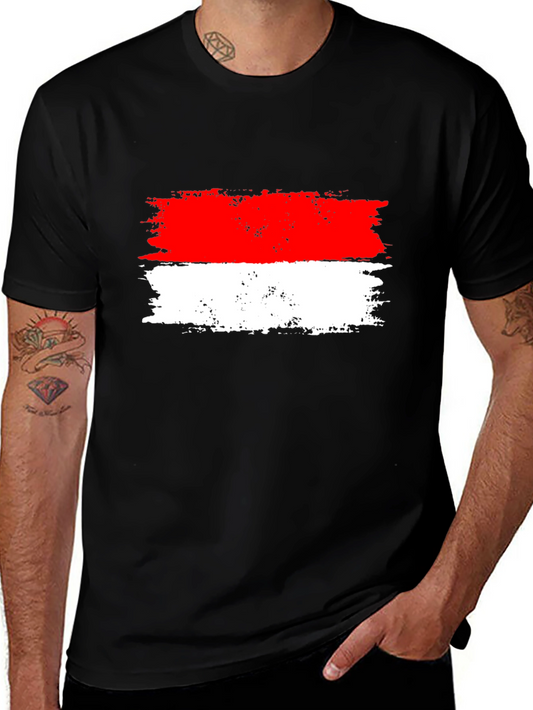 Distressed Indonesian Flag Graphic Tee - Black