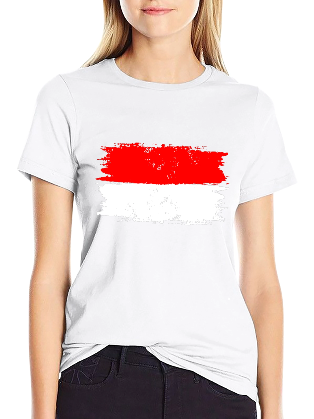 Distressed Indonesian Flag Graphic Tee - Black