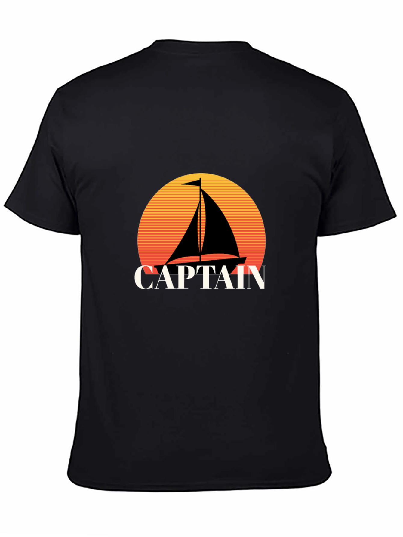 Captain Sailboat Graphic Tee - Retro Sunset Design