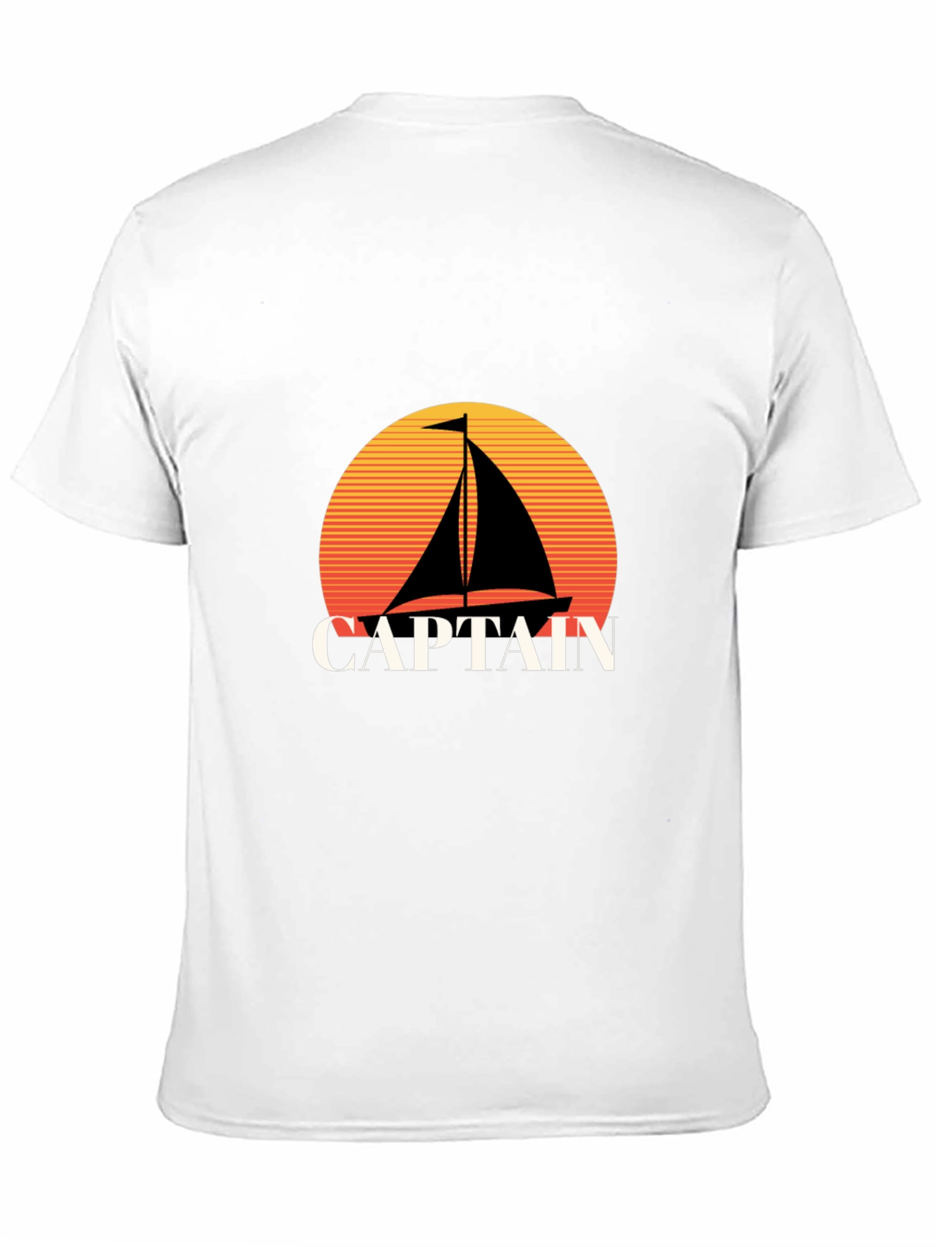 Captain Sailboat Graphic Tee - Retro Sunset Design