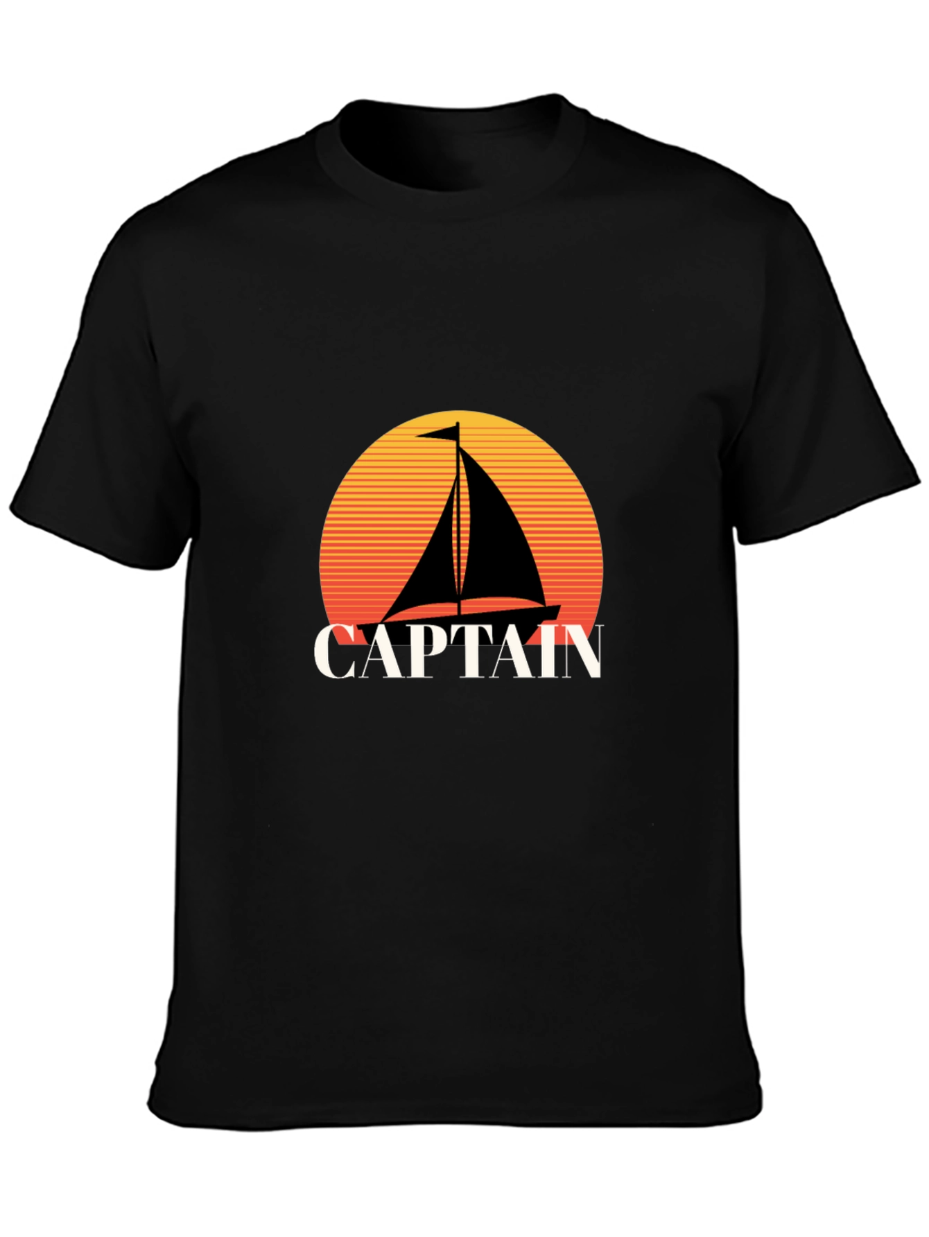 Captain Sailboat Graphic Tee - Retro Sunset Design
