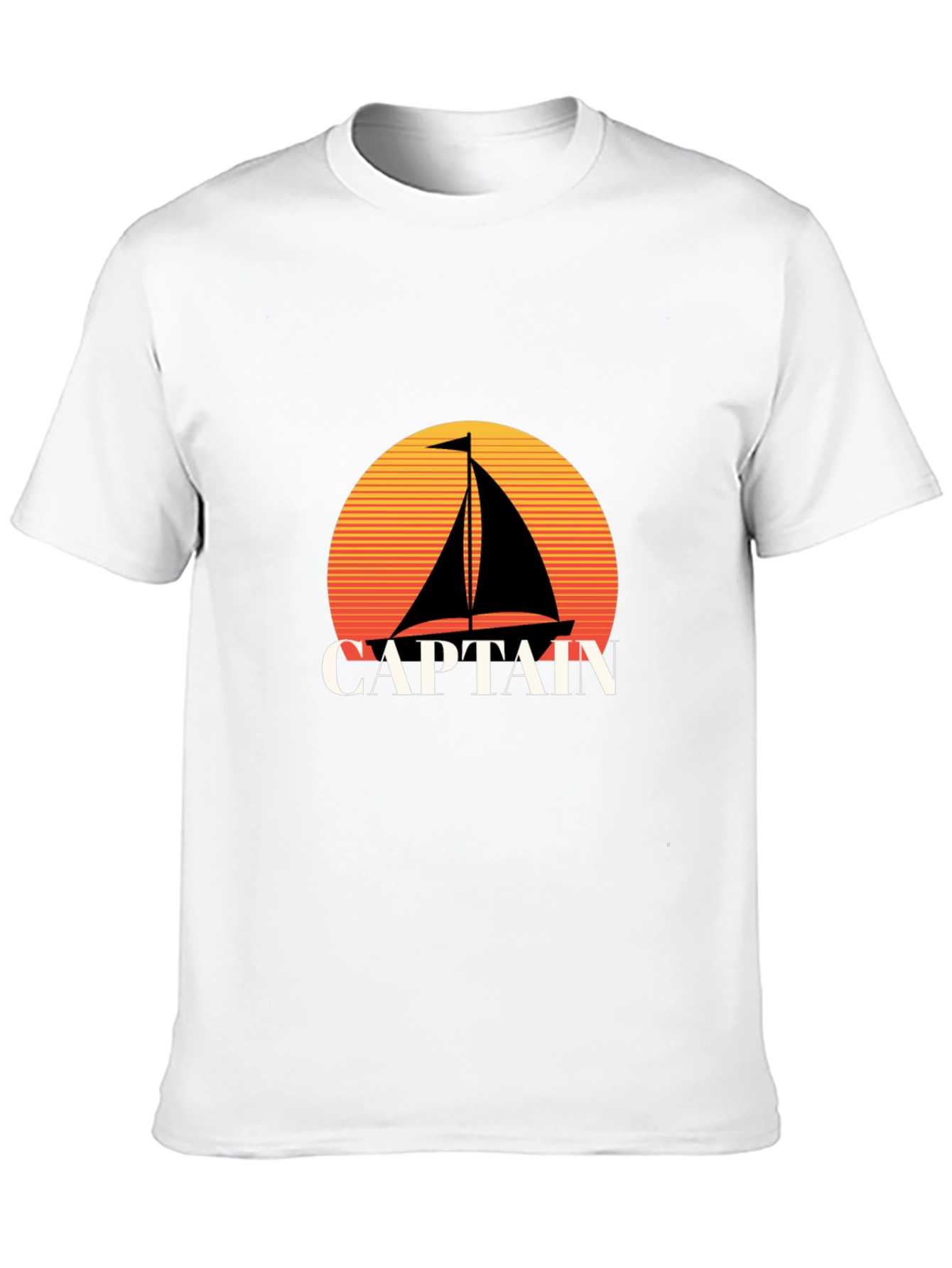Captain Sailboat Graphic Tee - Retro Sunset Design