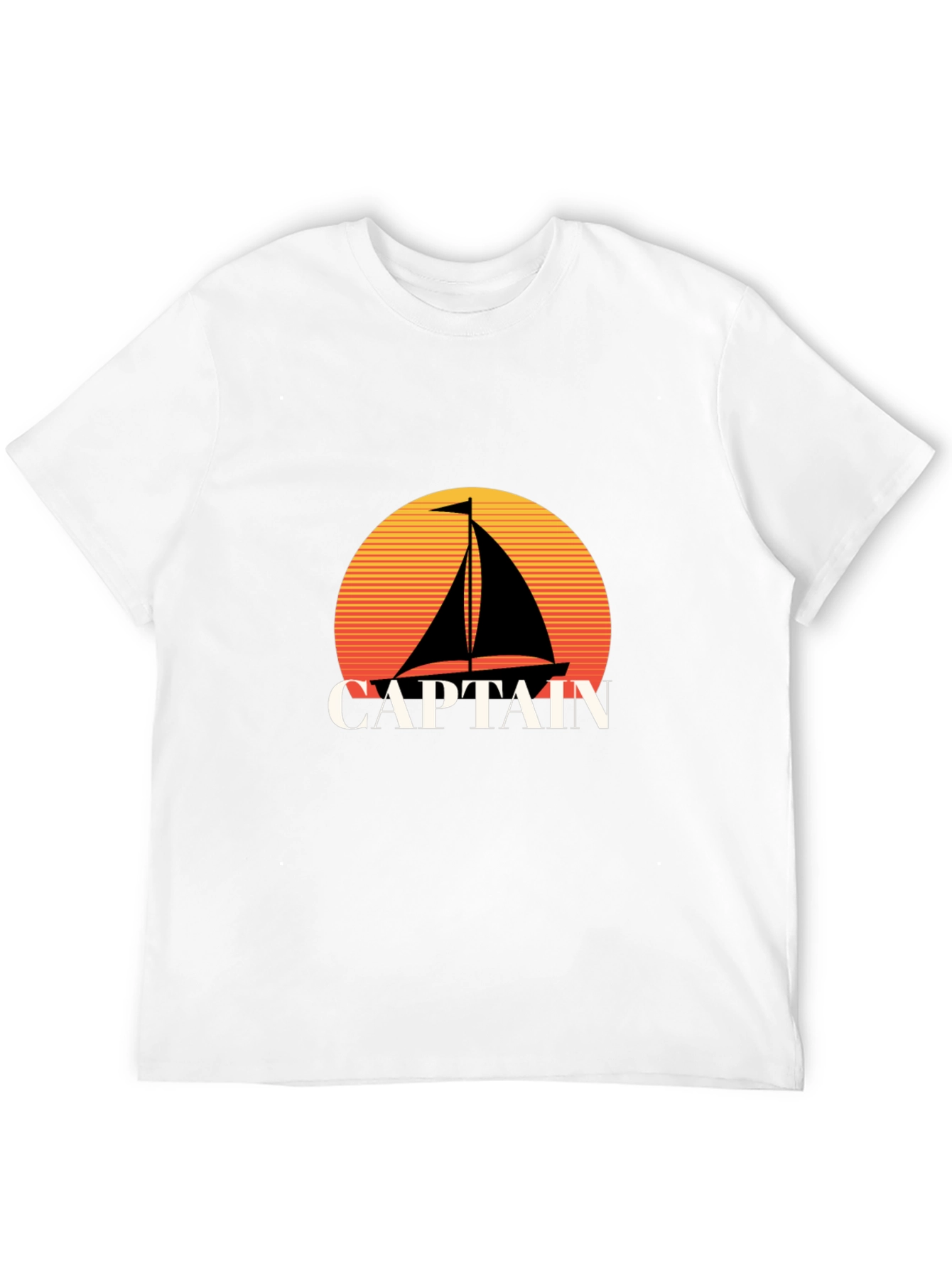 Captain Sailboat Graphic Tee - Retro Sunset Design