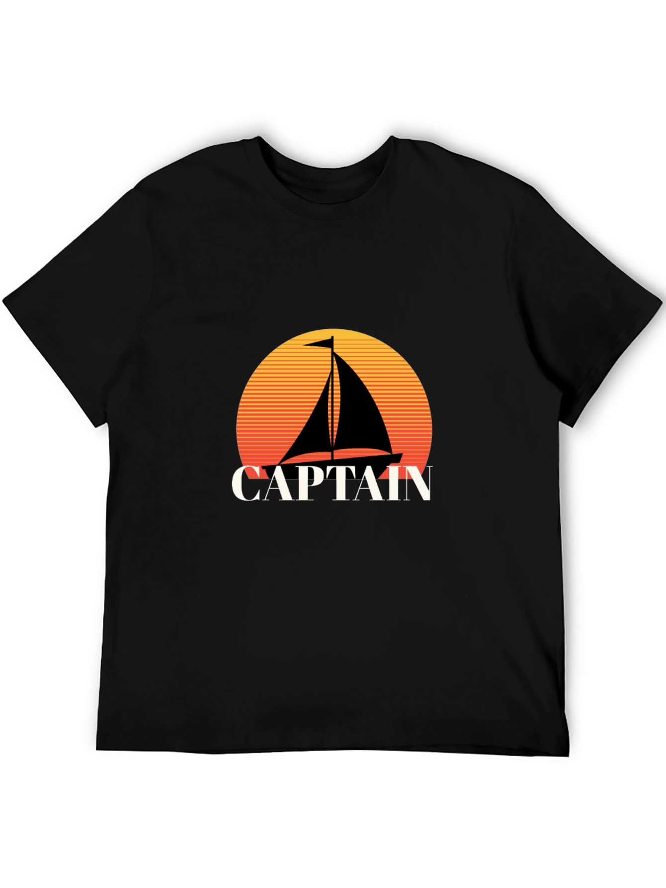 Captain Sailboat Graphic Tee - Retro Sunset Design