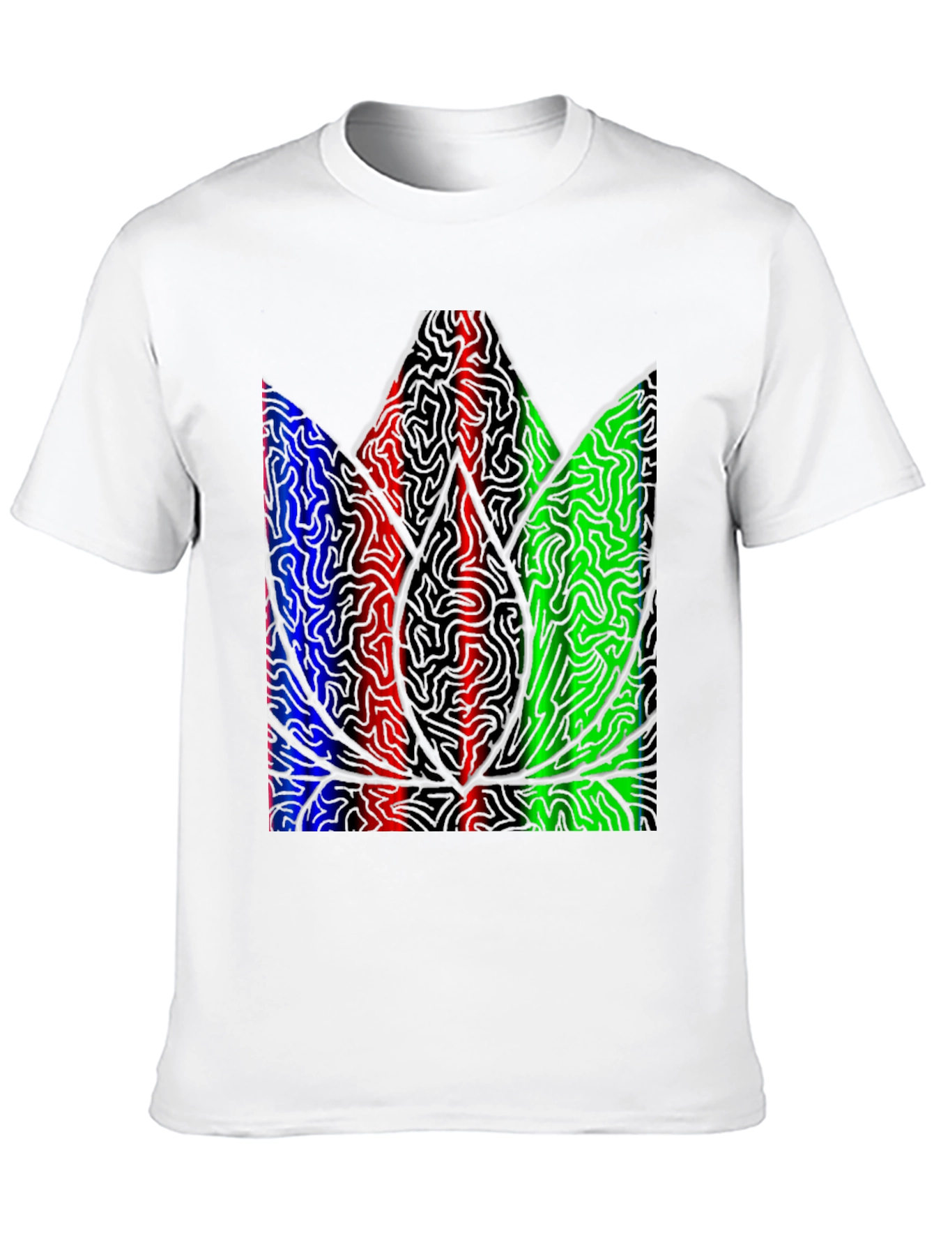 Abstract Leaf Print Black T-Shirt