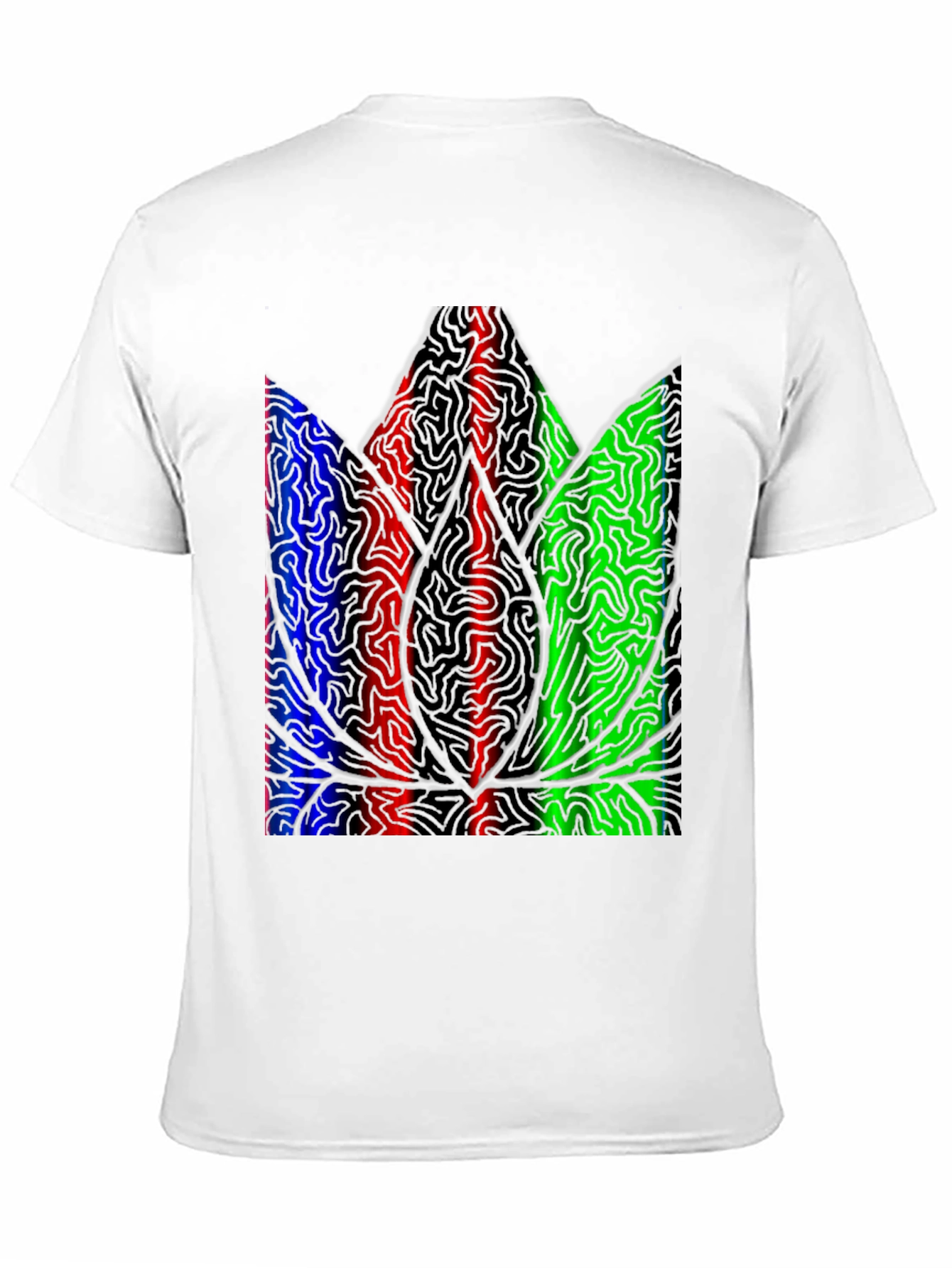 Abstract Leaf Print Black T-Shirt