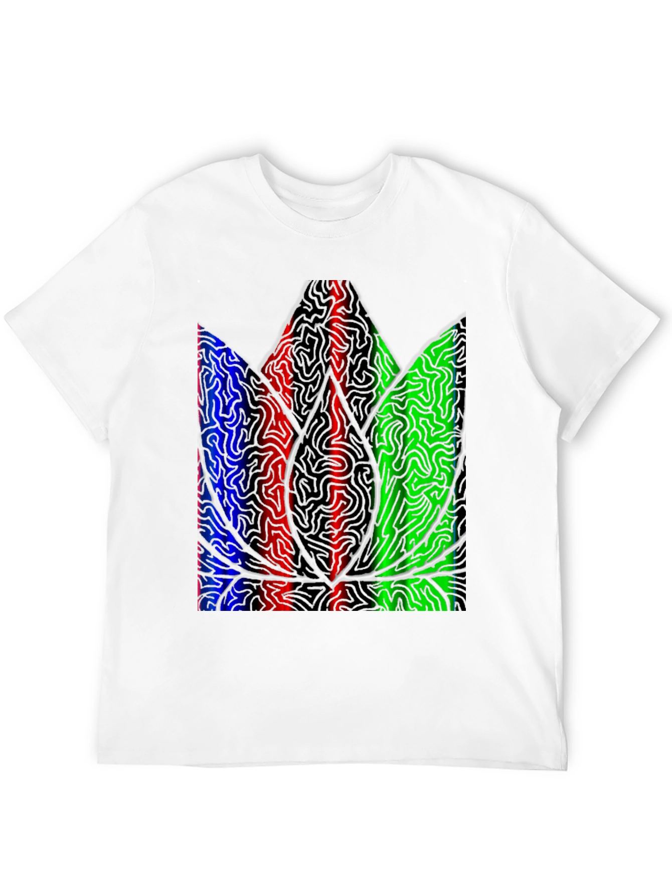 Abstract Leaf Print Black T-Shirt