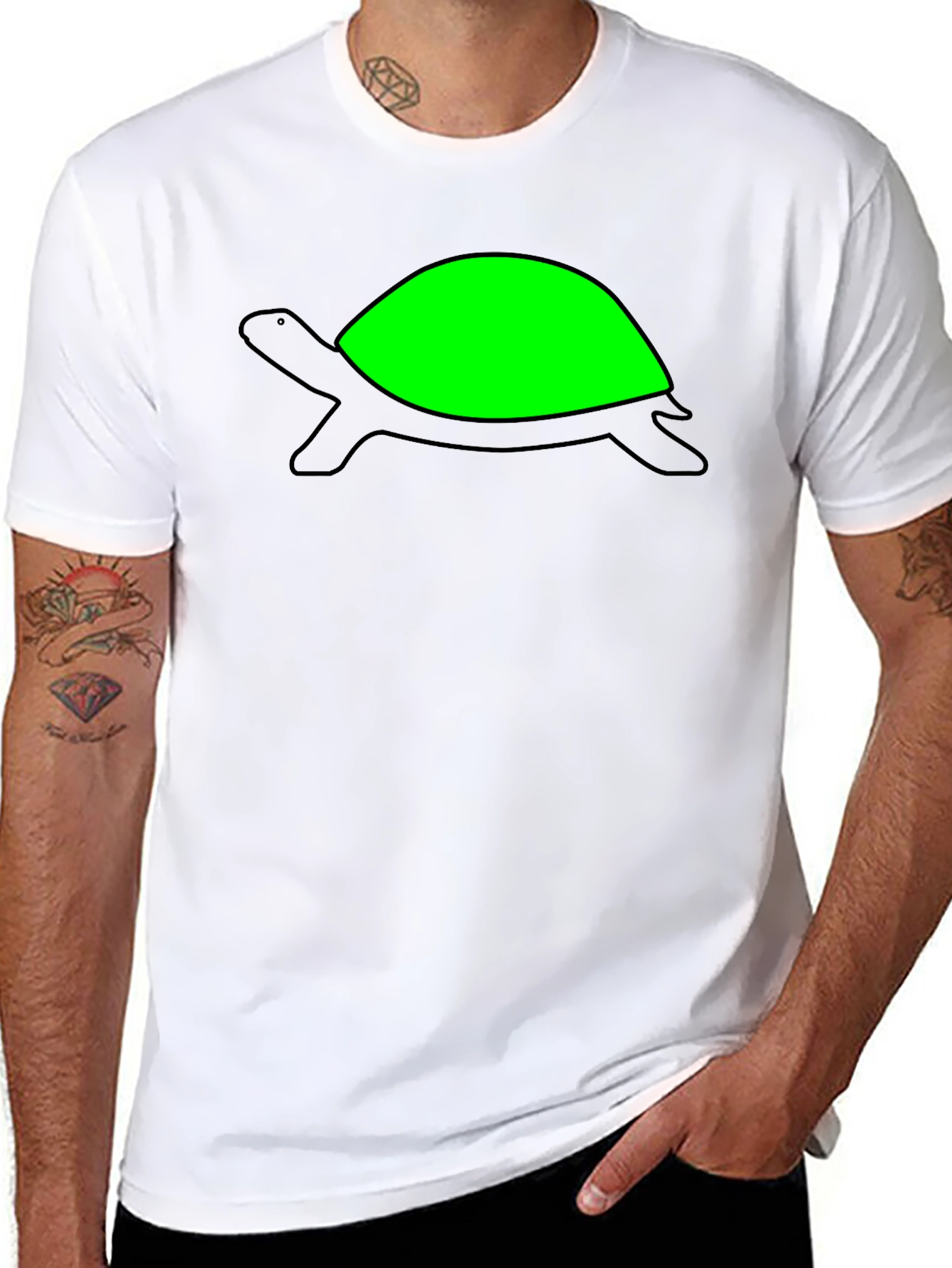 Turtle Graphic Tee - Black Cotton Casual Shirt
