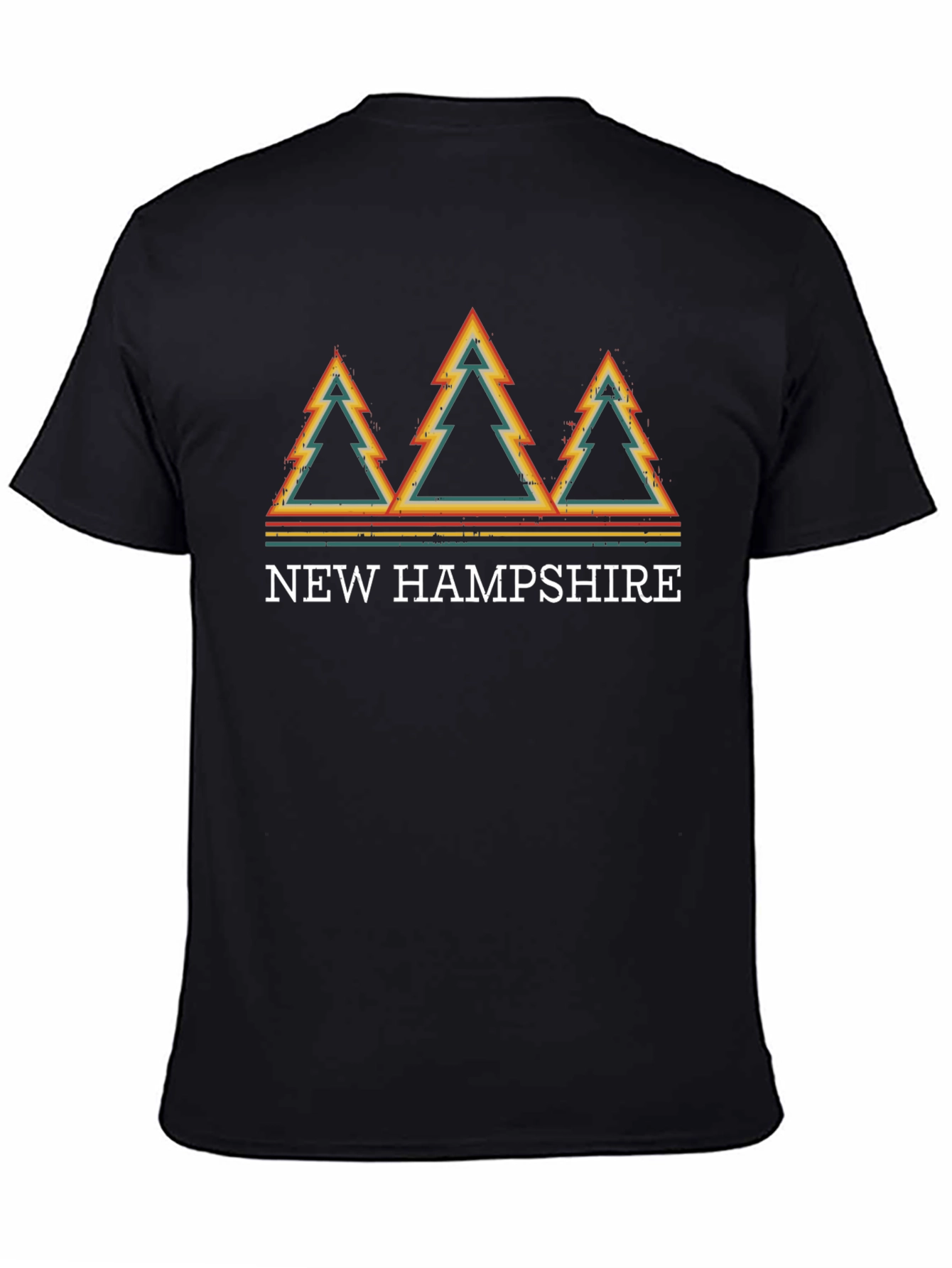 New Hampshire Retro Tree T-Shirt - Black