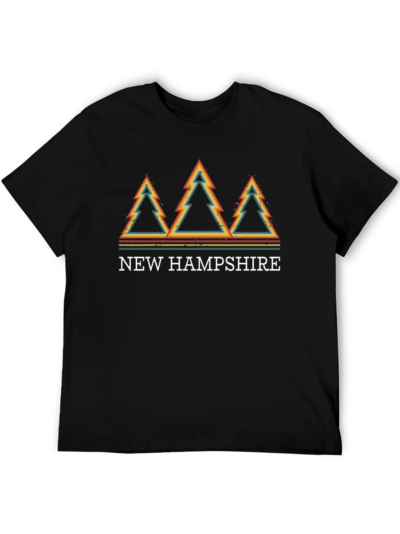 New Hampshire Retro Tree T-Shirt - Black