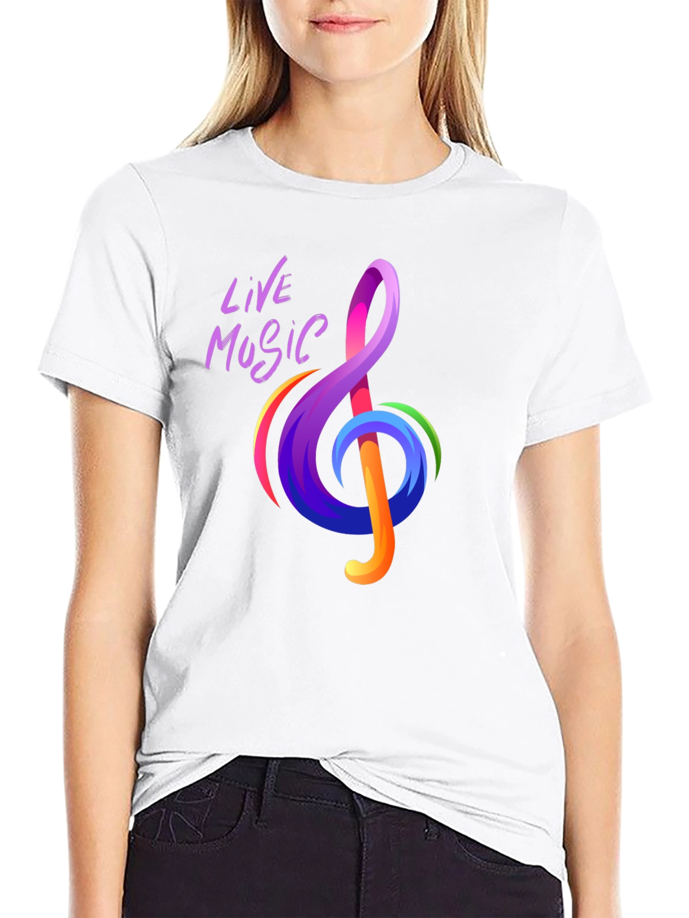 Live Music Treble Clef Graphic Tee - Vibrant Design