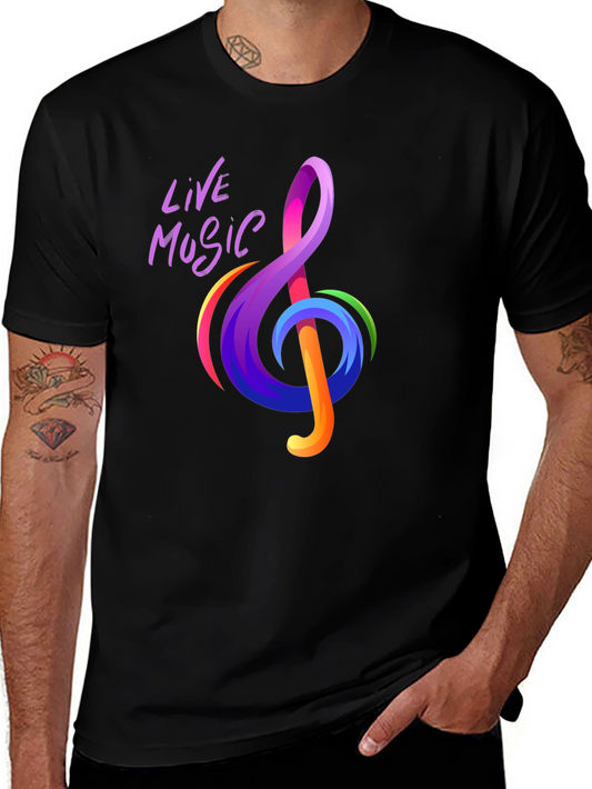 Live Music Treble Clef Graphic Tee - Vibrant Design