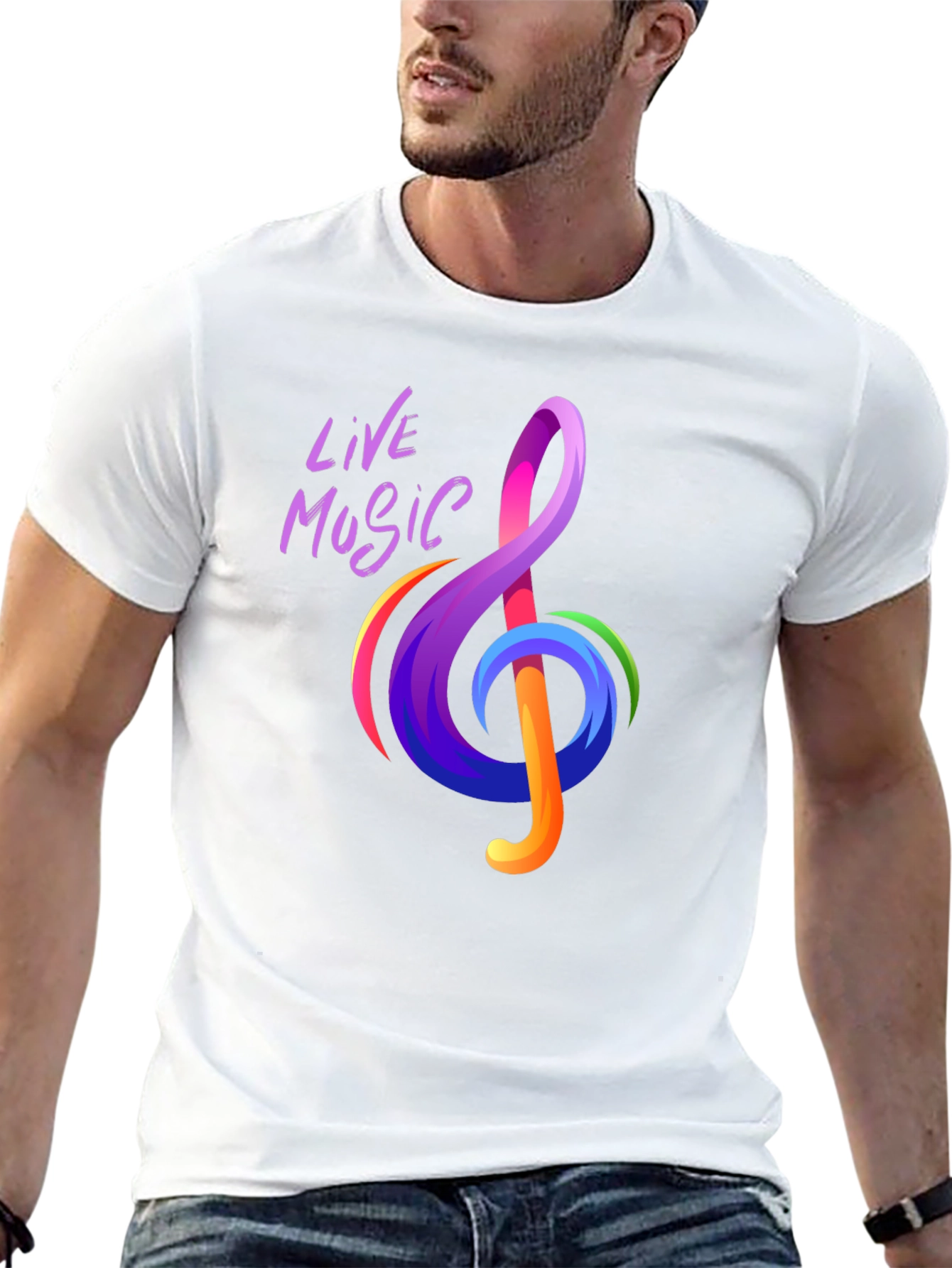 Live Music Treble Clef Graphic Tee - Vibrant Design