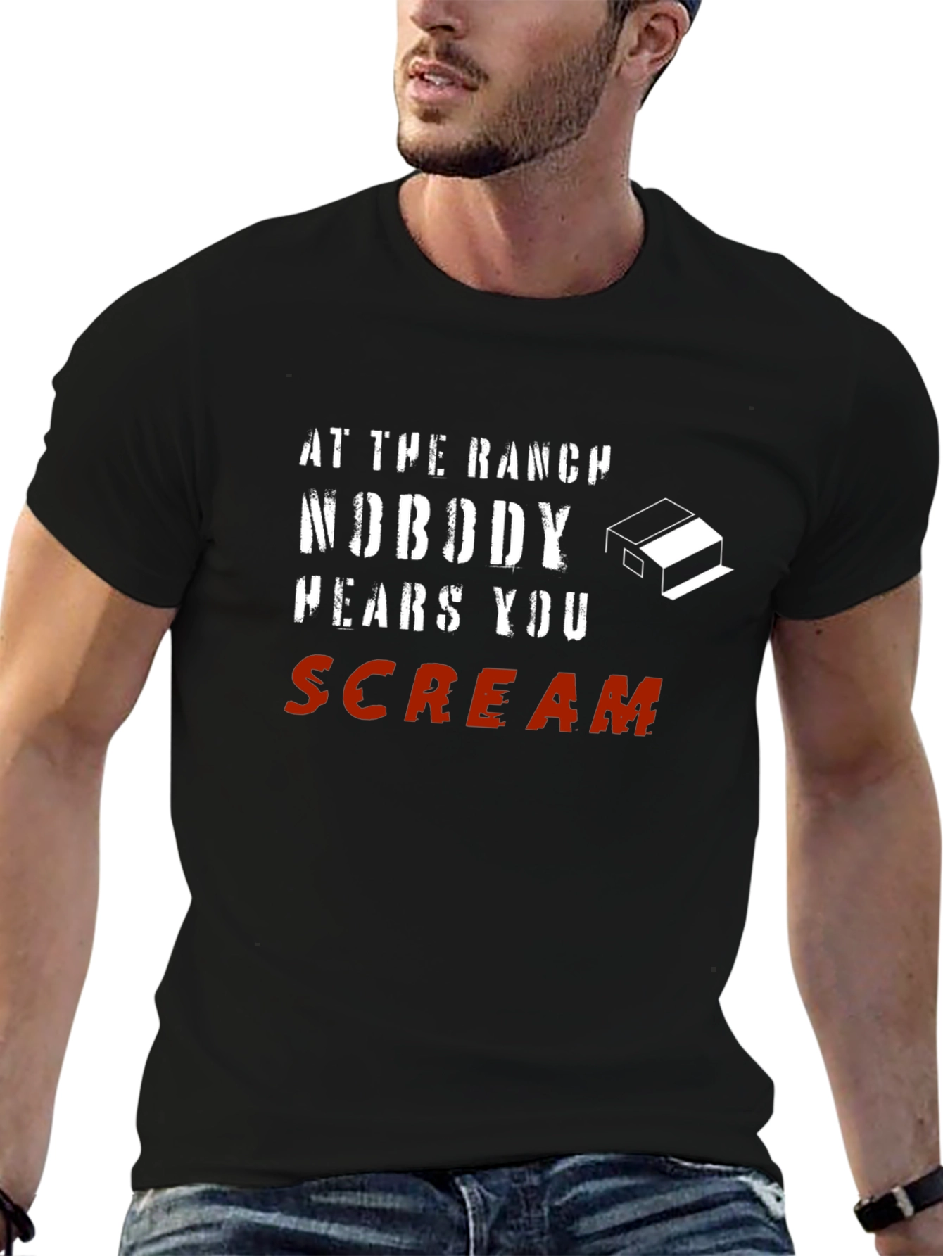At The Ranch Nobody Hears You Scream Black T-Shirt