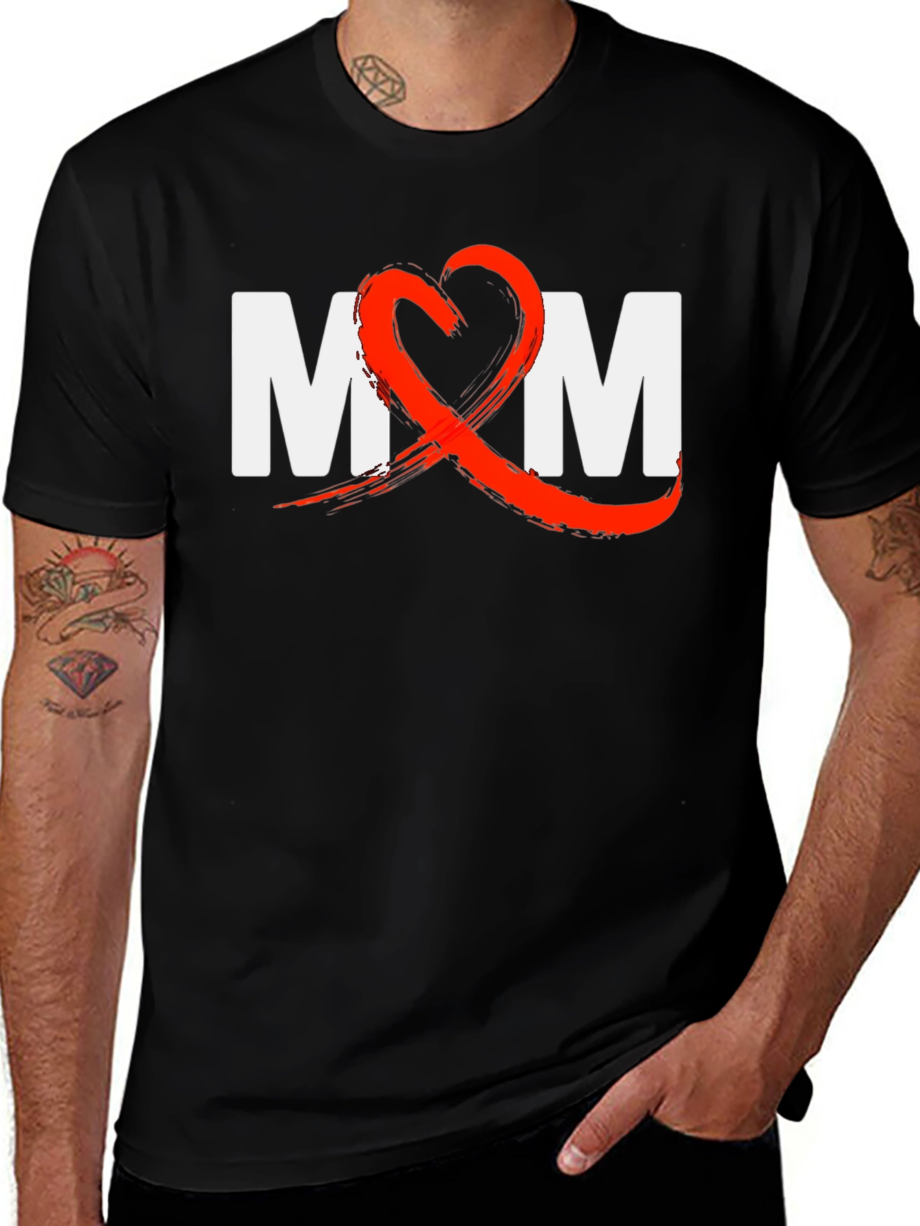 Mom Heart T-Shirt - Black