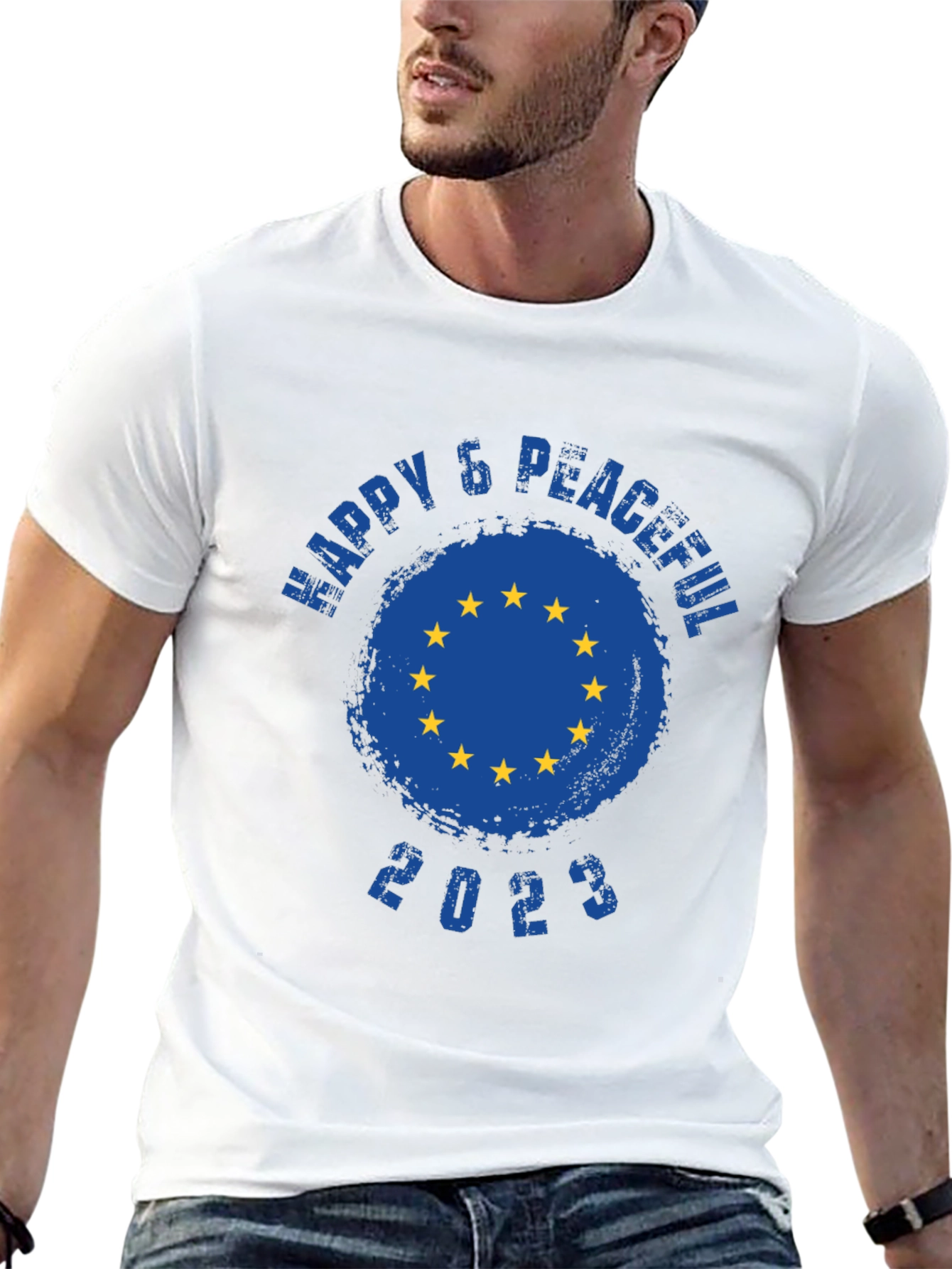 Happy & Peaceful 2023 EU Flag T-Shirt
